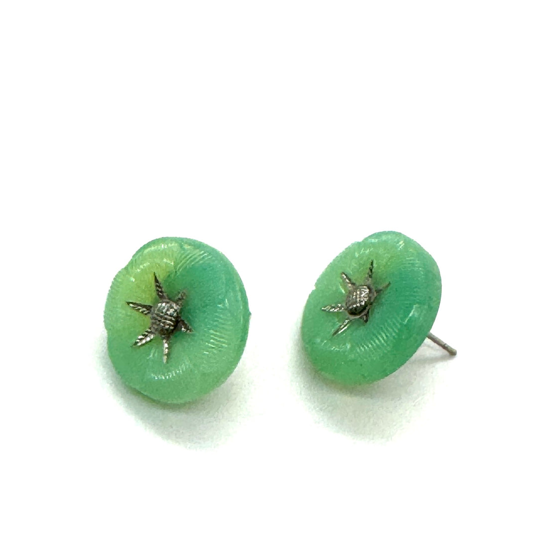 Mint Green Opalite Glass Stud Earrings