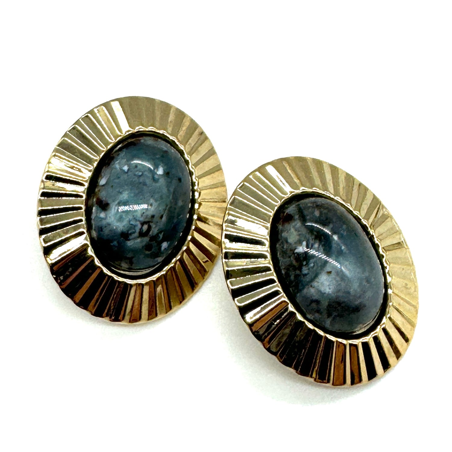 FAN Tastic Granite Oval Stud Earrings