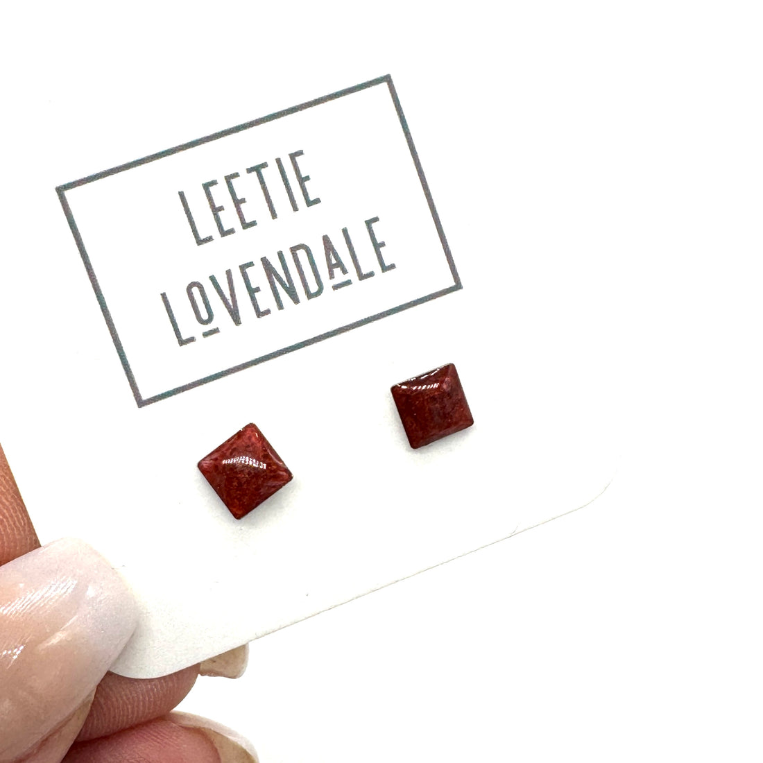 Cherry Sparkle Square Studs - Deadstock Vintage Enamel Earrings