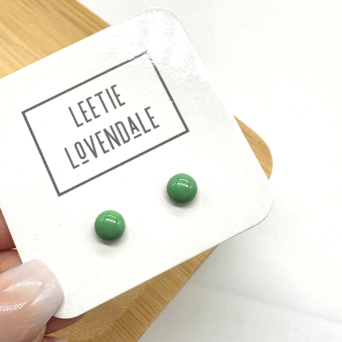 Mint Small Circle Studs - Little Deadstock Vintage Enamel Stud Earrings