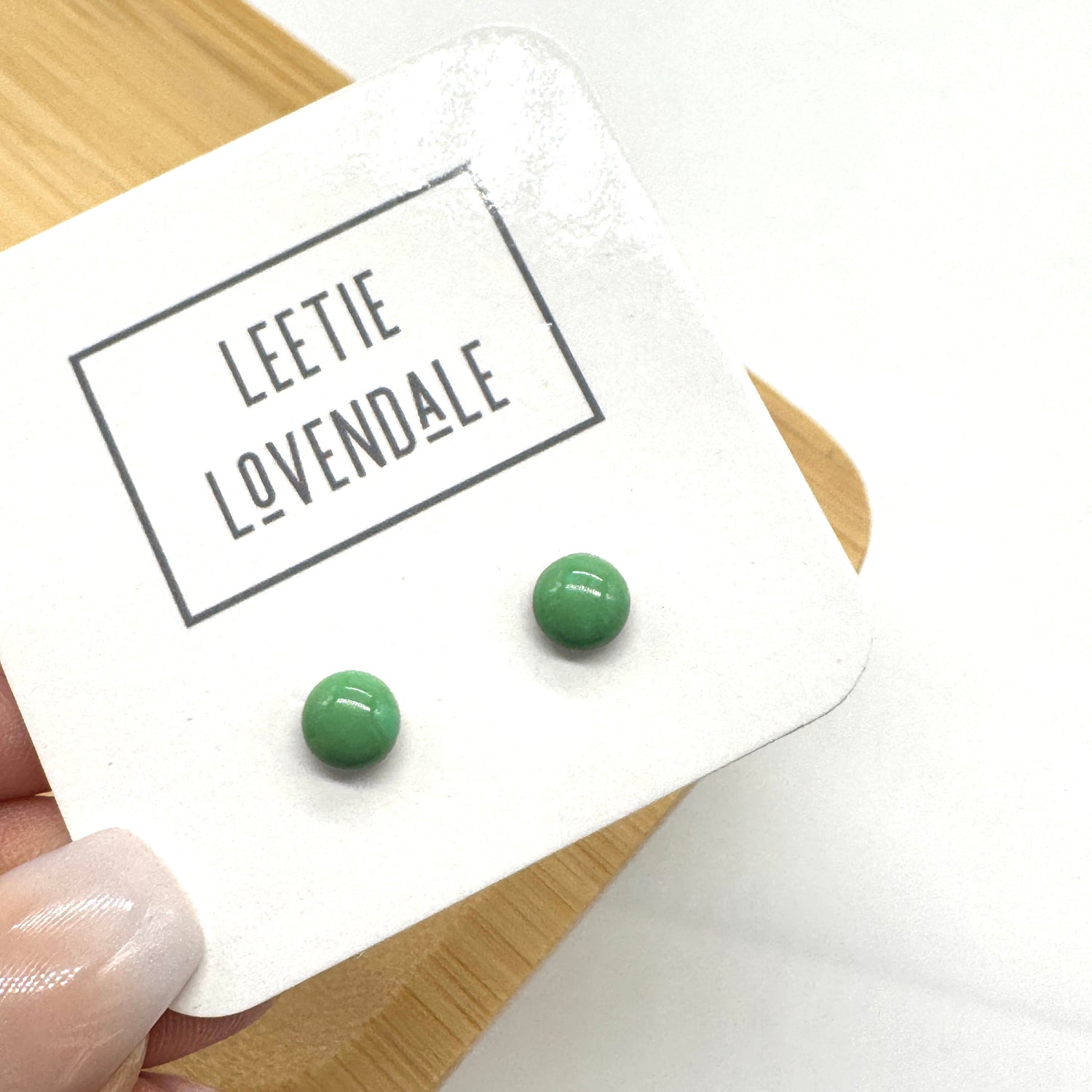Mint Small Circle Studs - Little Deadstock Vintage Enamel Stud Earrings