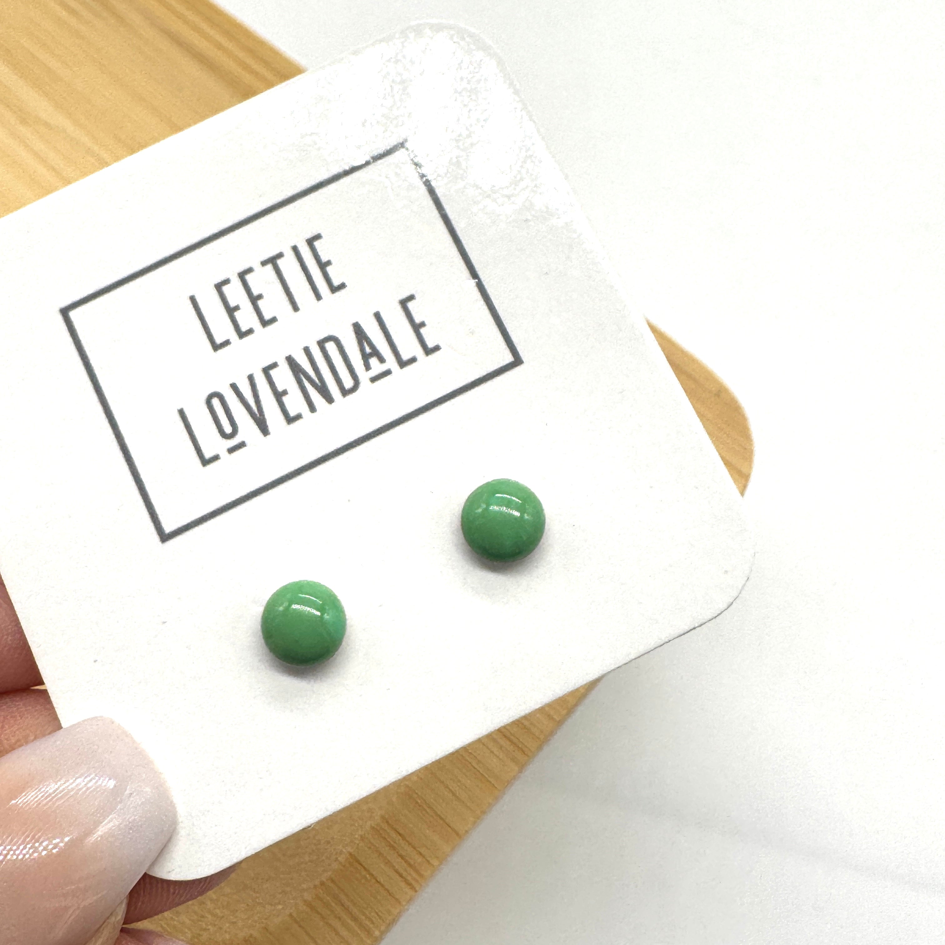 Mint Small Circle Studs - Little Deadstock Vintage Enamel Stud Earrings