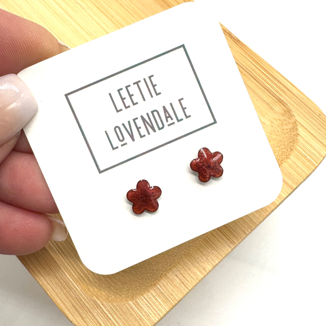 Garnet Mist Daisy Studs - Little Deadstock Vintage Enamel Stud Earrings