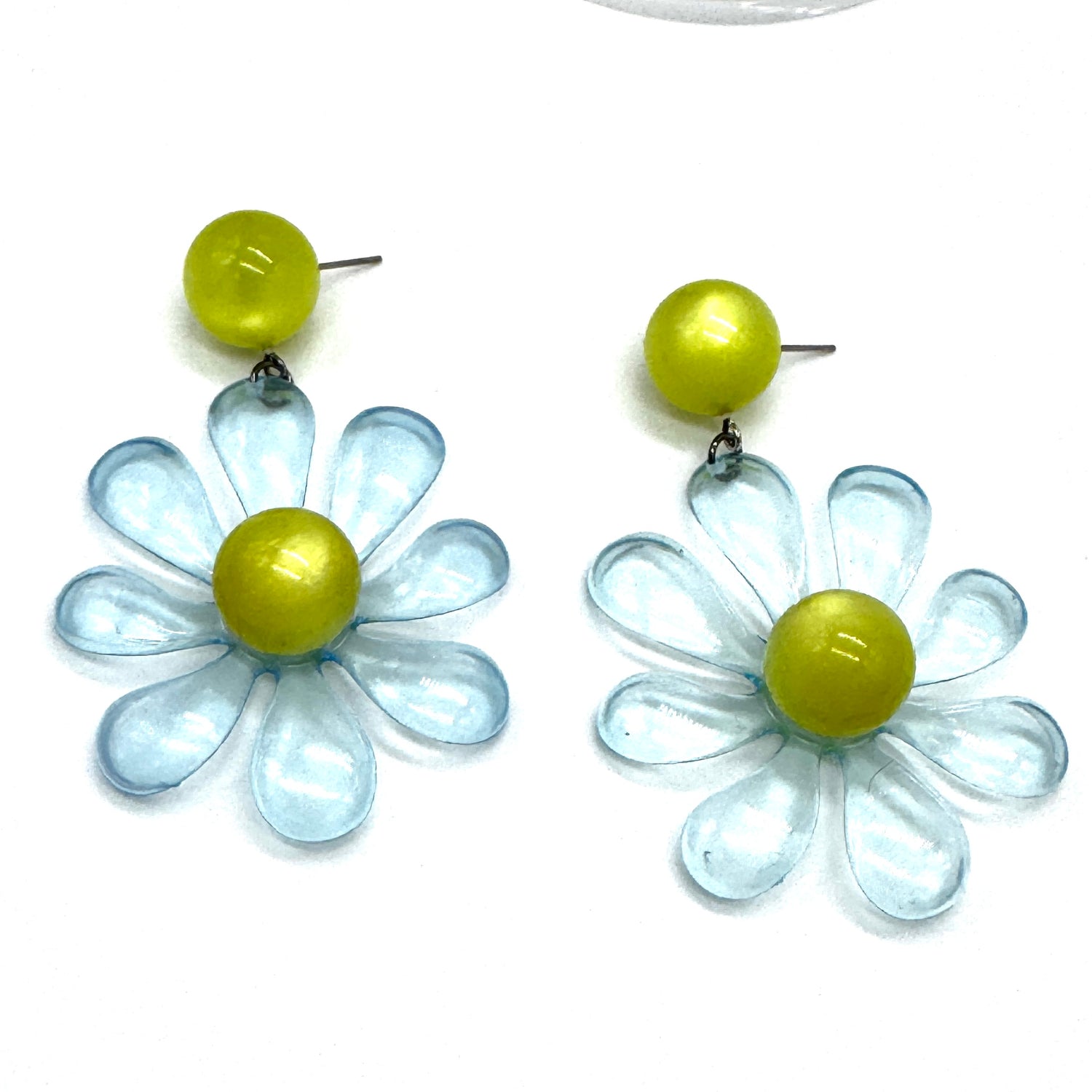 Ice Blue Splat Flower Earrings