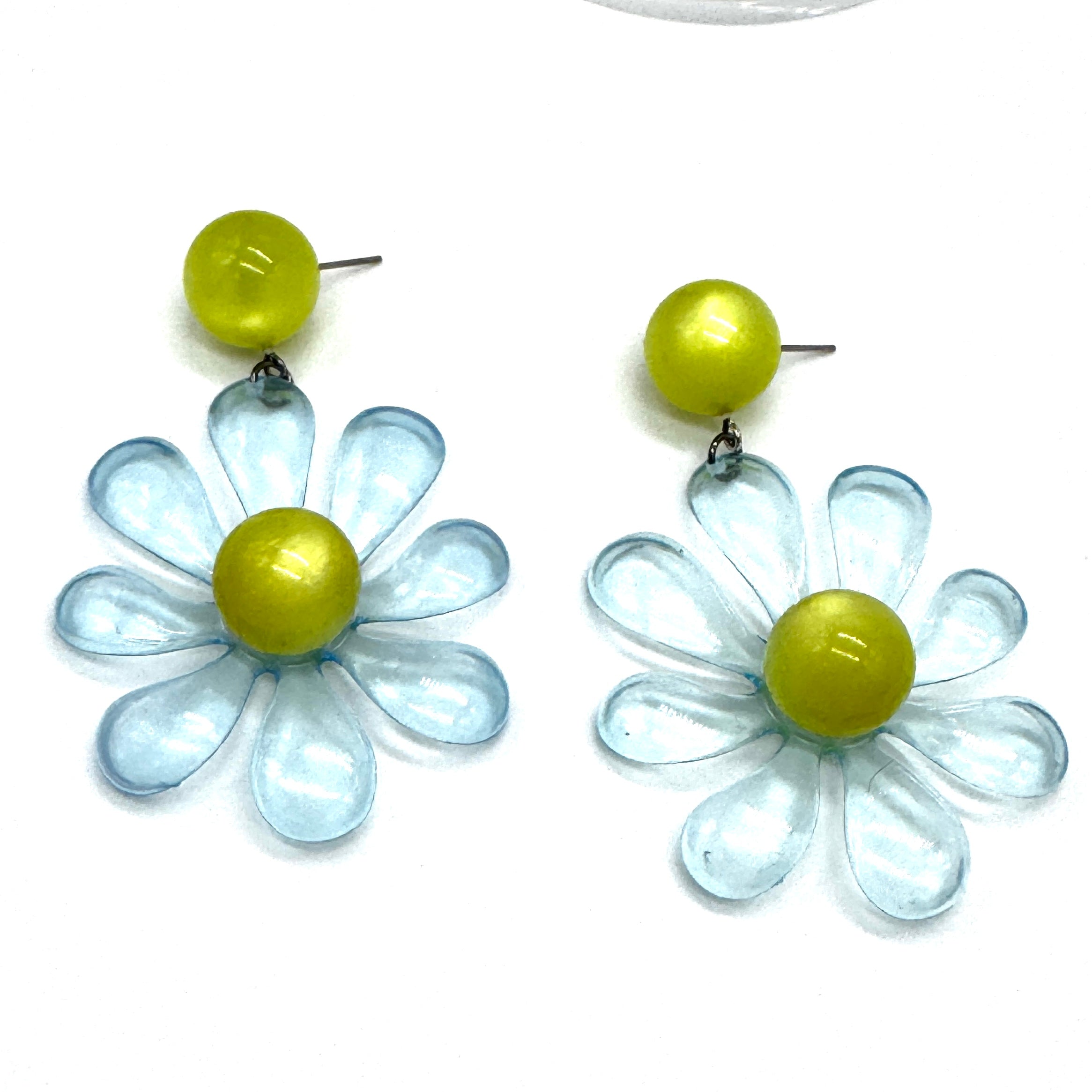 Ice Blue Splat Flower Earrings