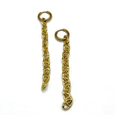 Gold-toned chain earrings with oval links, displayed on a plain white background.