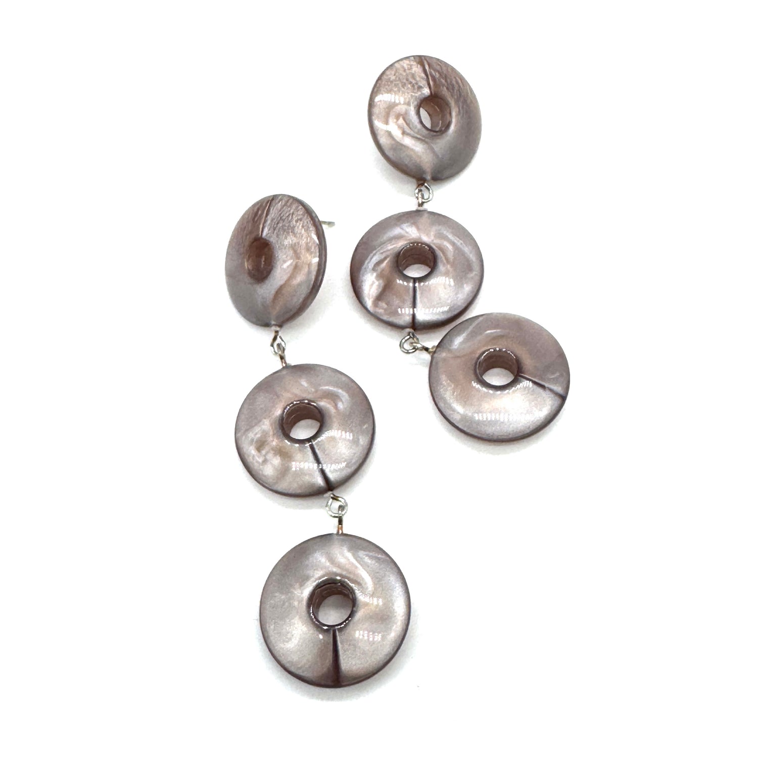 Taupe Aura Glow Tri Dot Donut Earrings