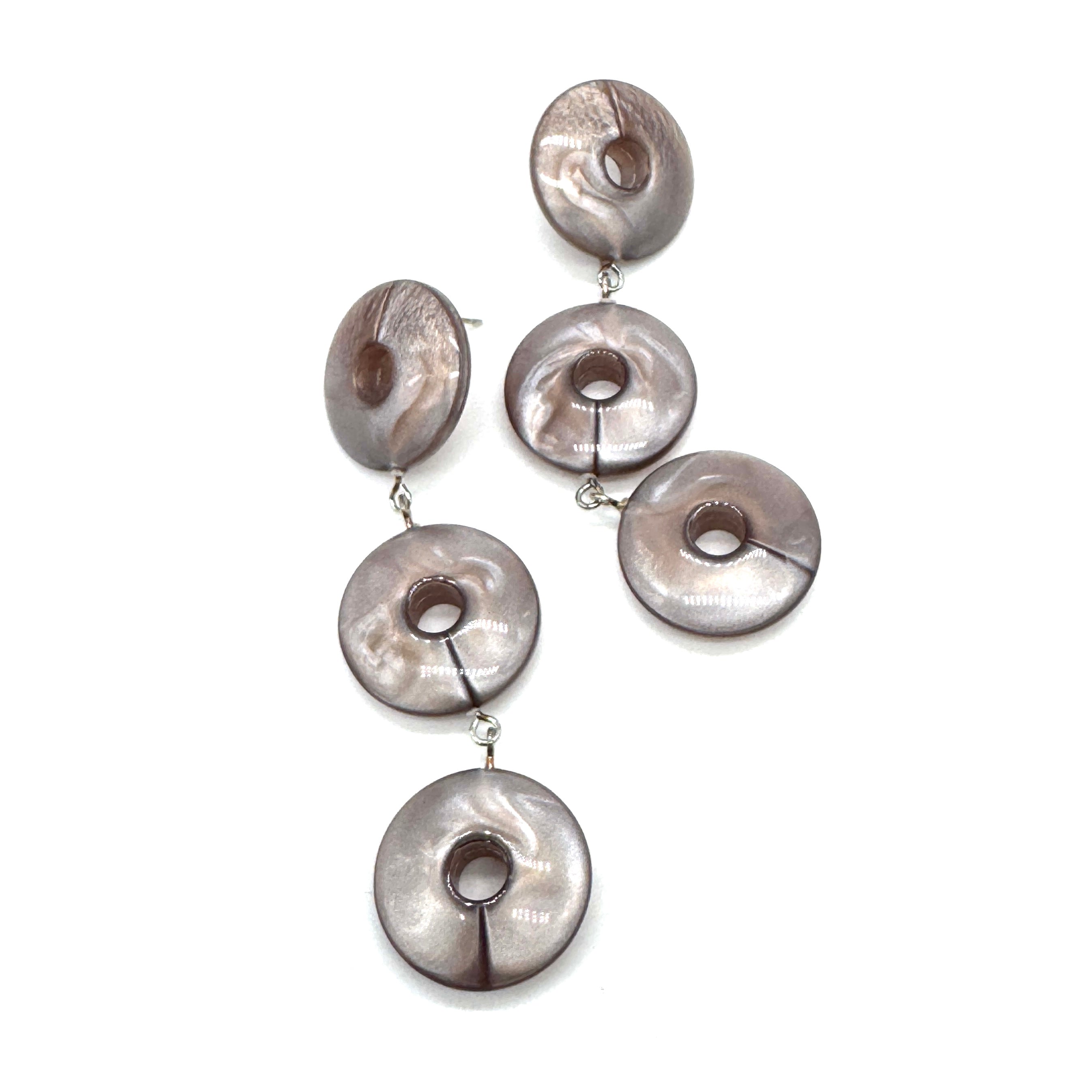 Taupe Aura Glow Tri Dot Donut Earrings