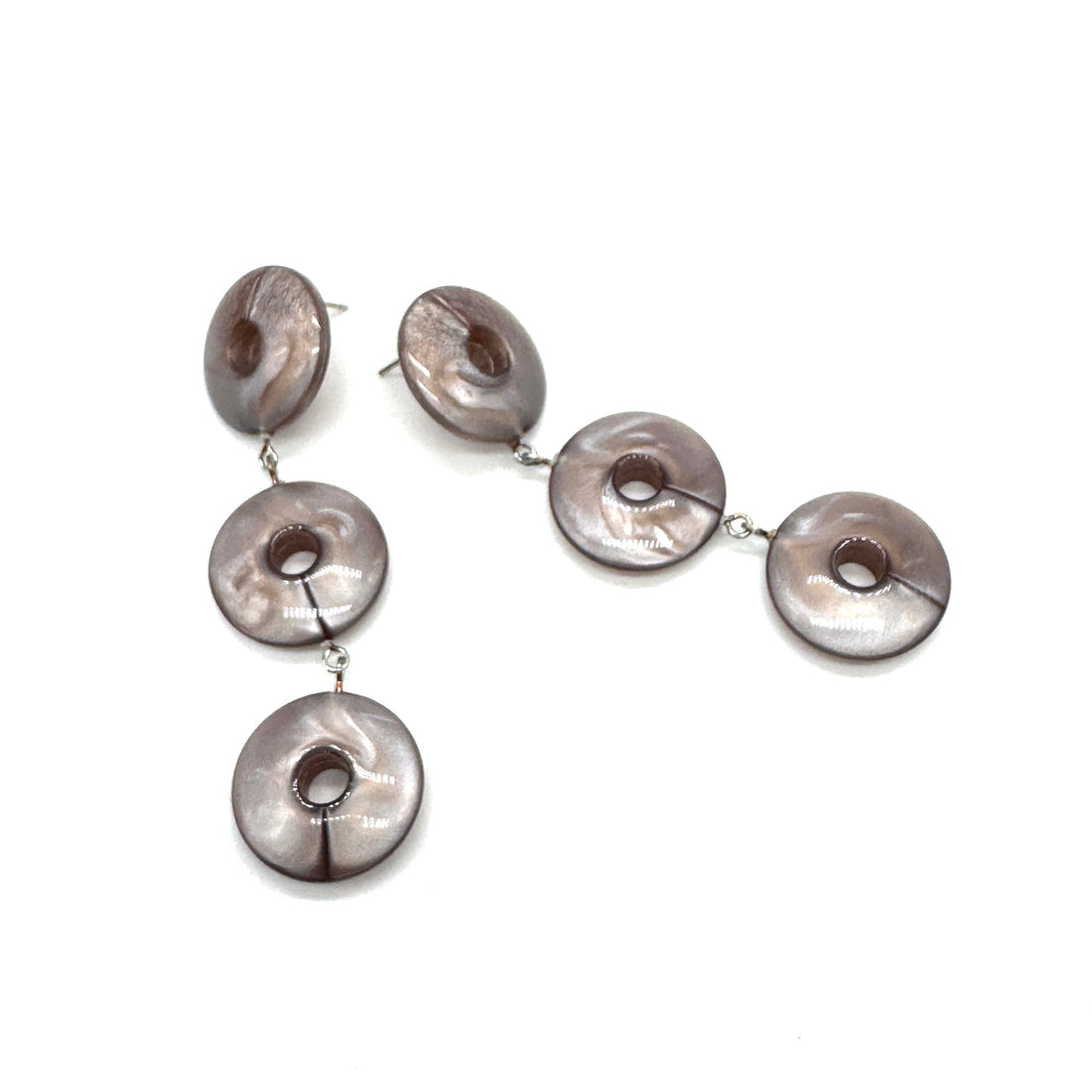 Taupe Aura Glow Tri Dot Donut Earrings