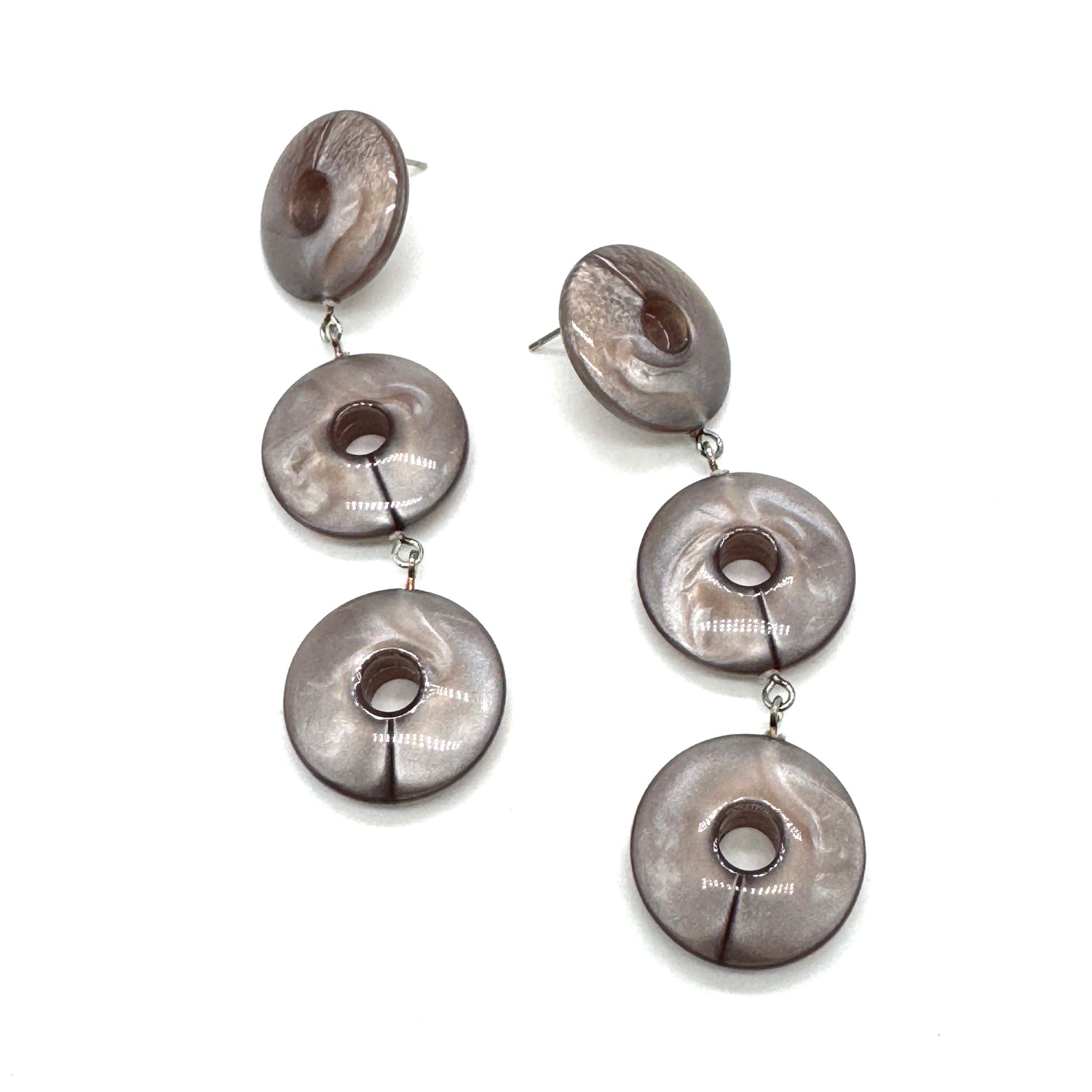 Taupe Aura Glow Tri Dot Donut Earrings
