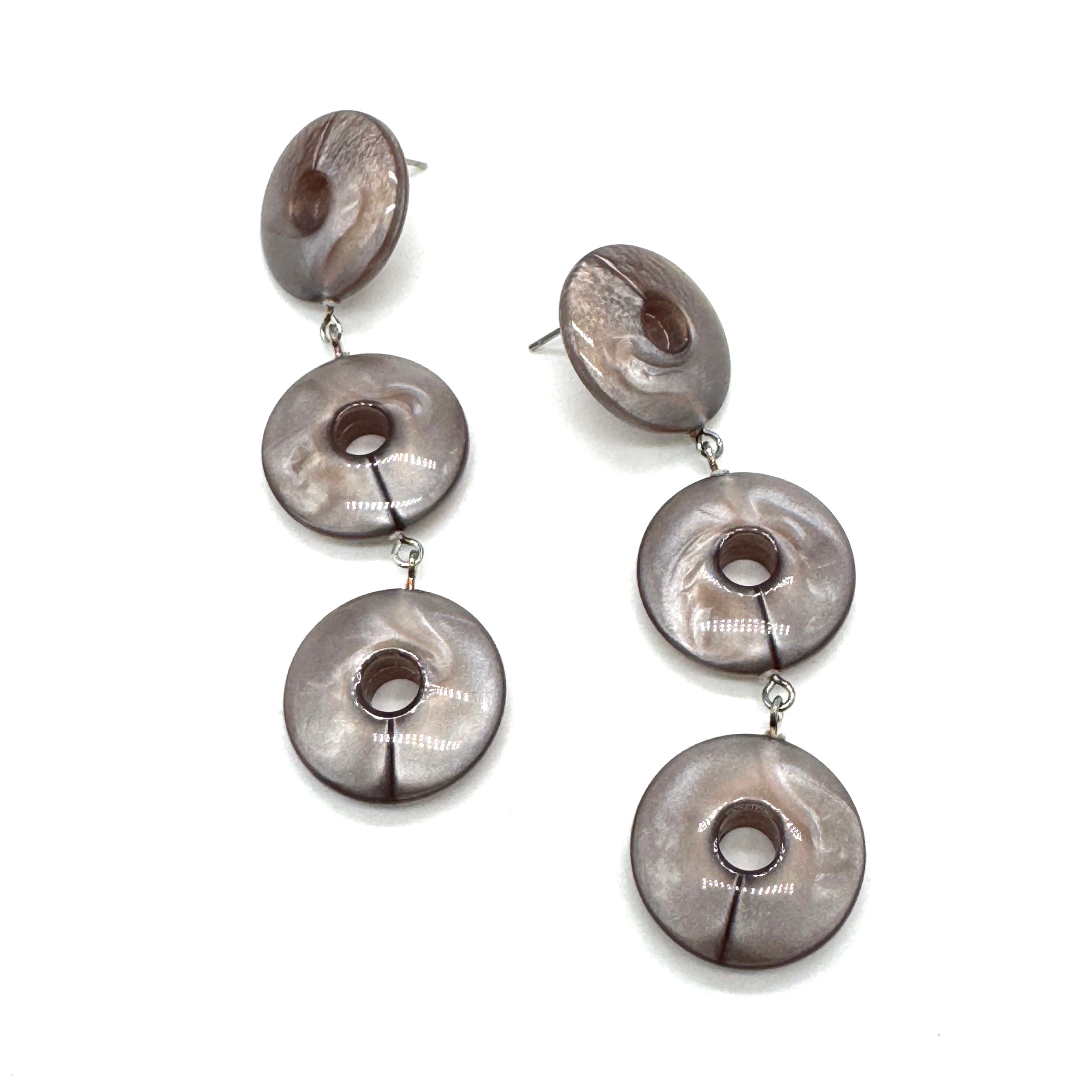 Taupe Aura Glow Tri Dot Donut Earrings