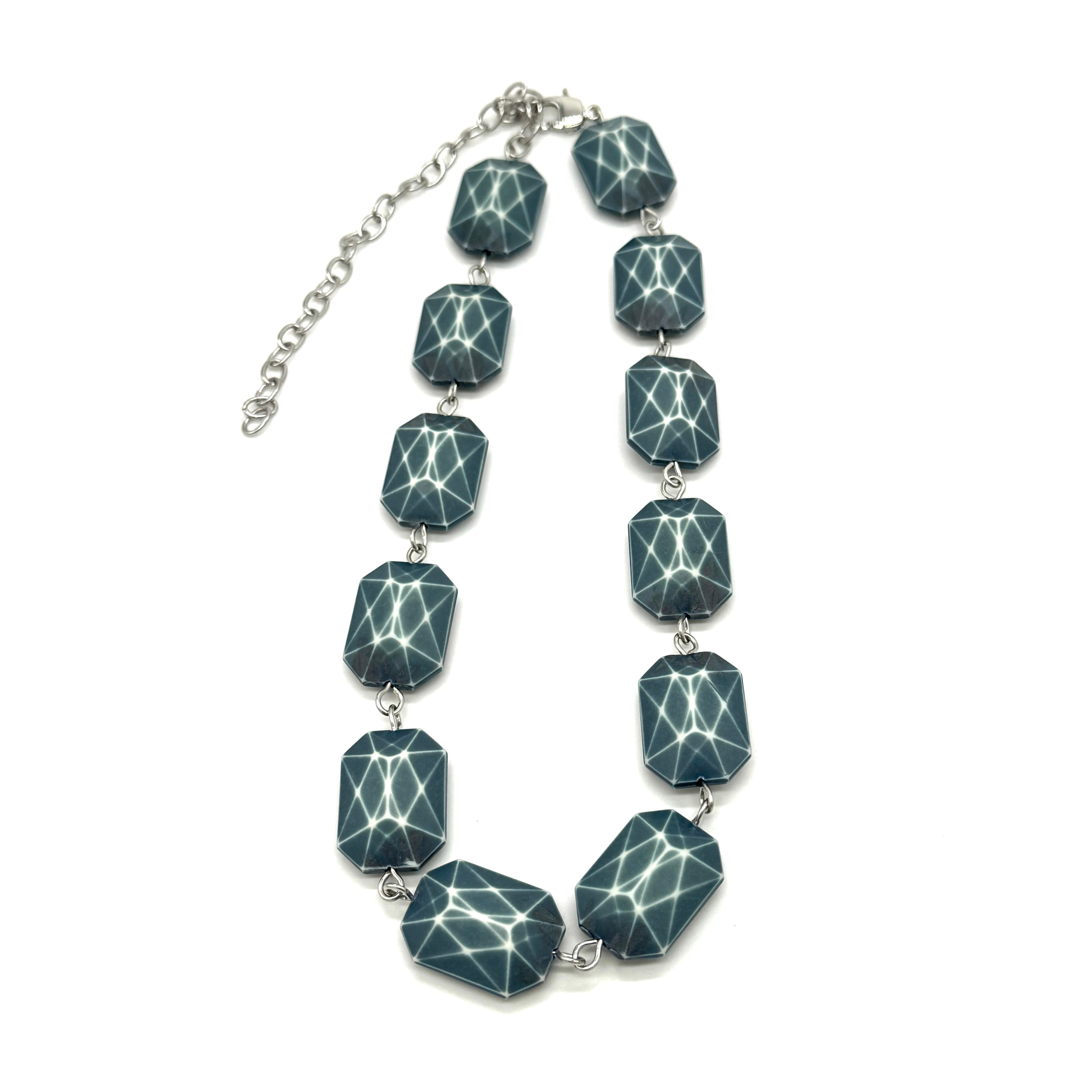 Slate Blue Faceted Amelia Necklace
