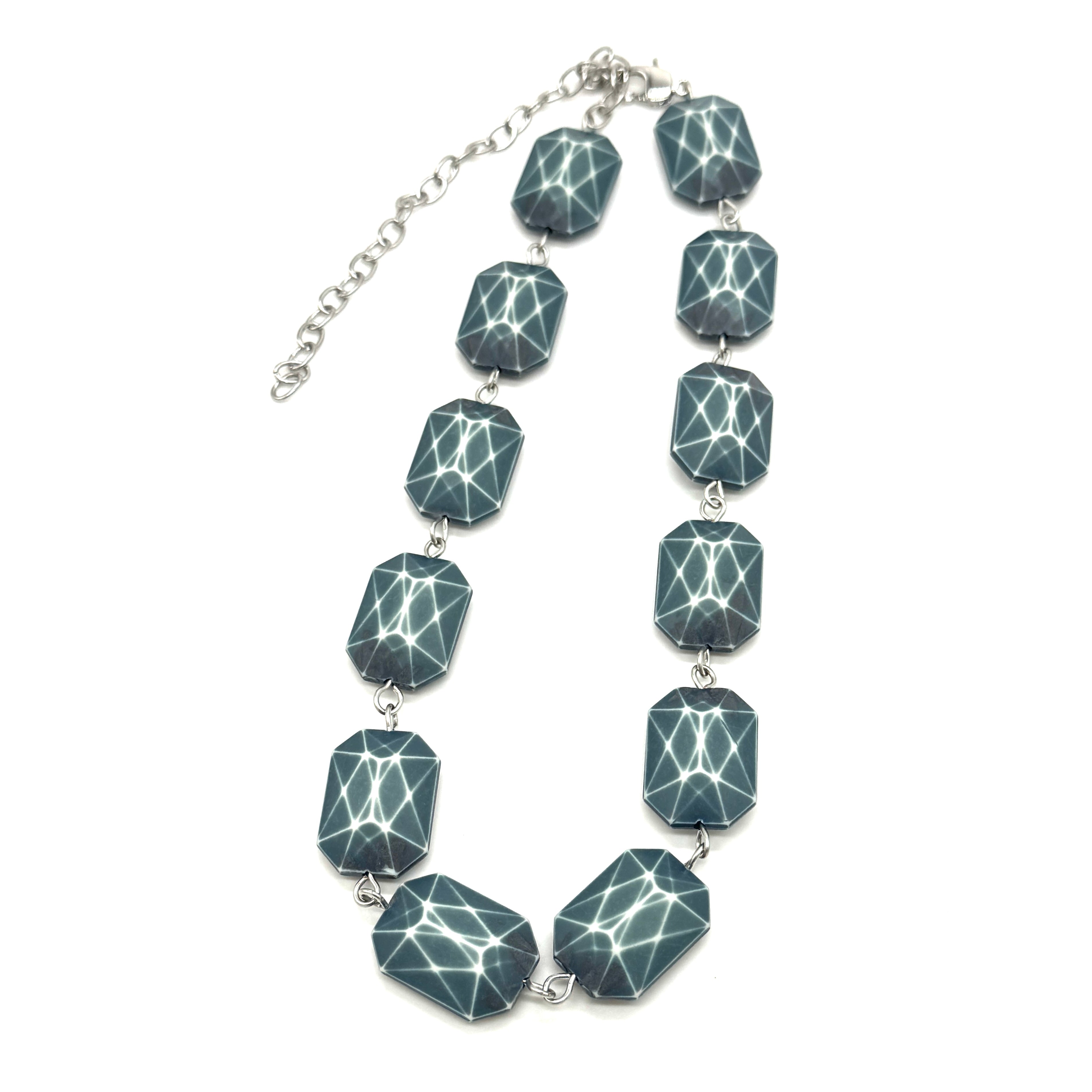 Slate Blue Faceted Amelia Necklace