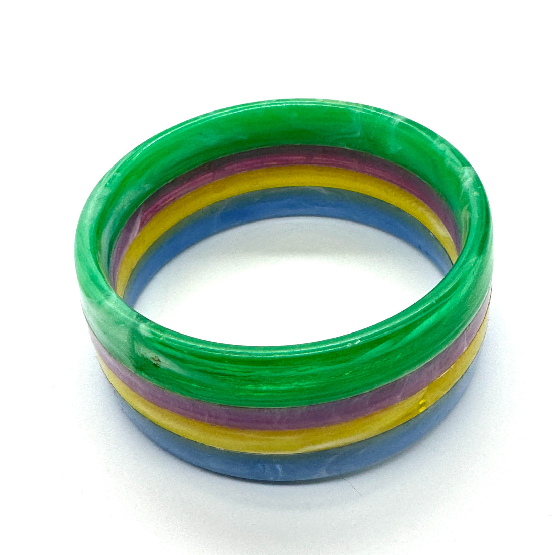 Stacked &amp; Striped Resin Big Bangle Bracelet