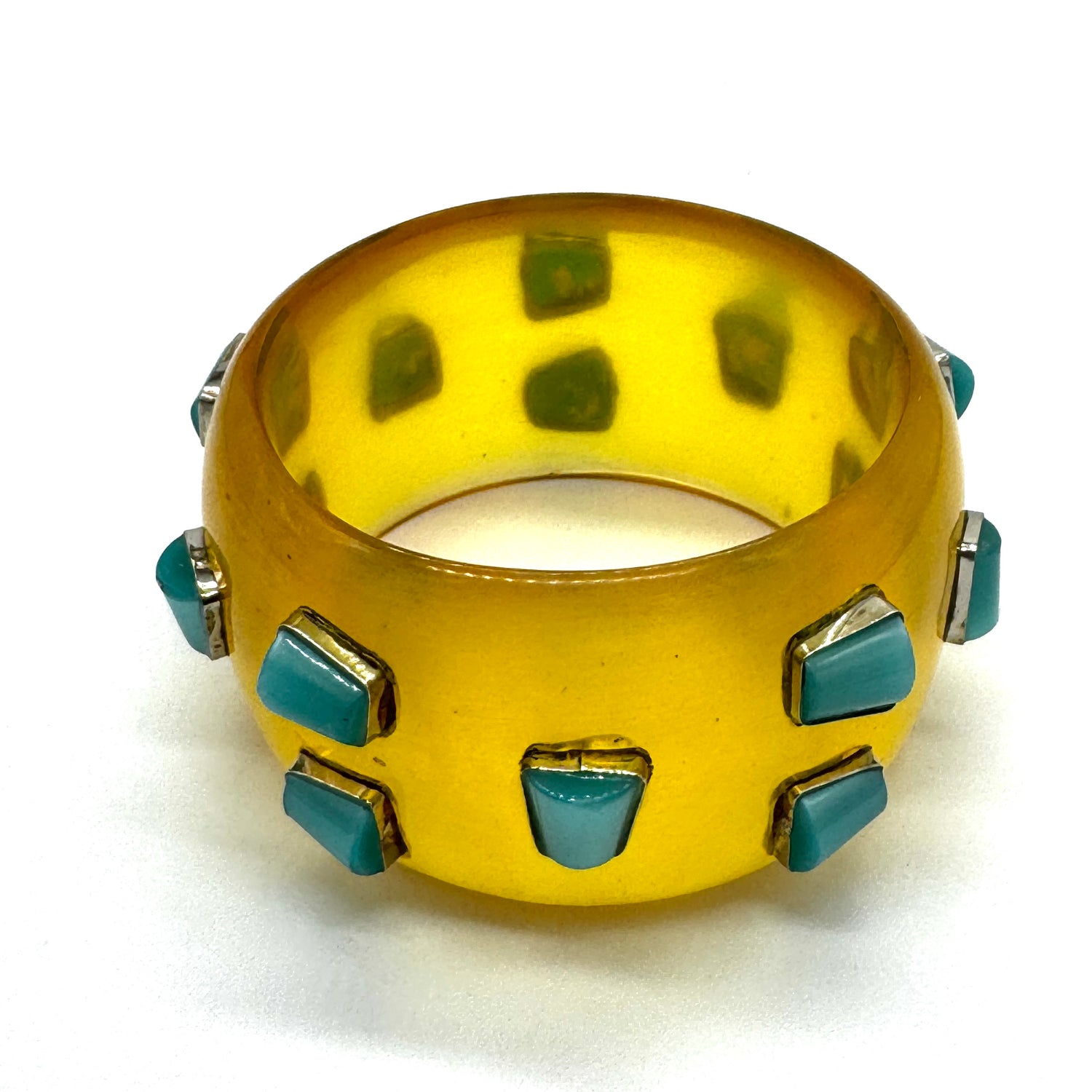 Lemon Yellow &amp; Teal Moonglow Bangle Bracelet