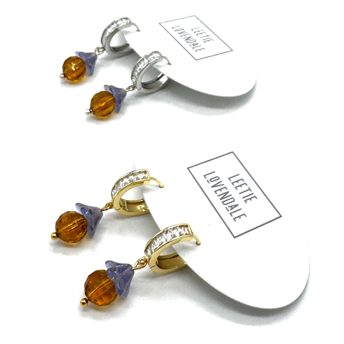 Teacup Garden Glass Huggie Earrings