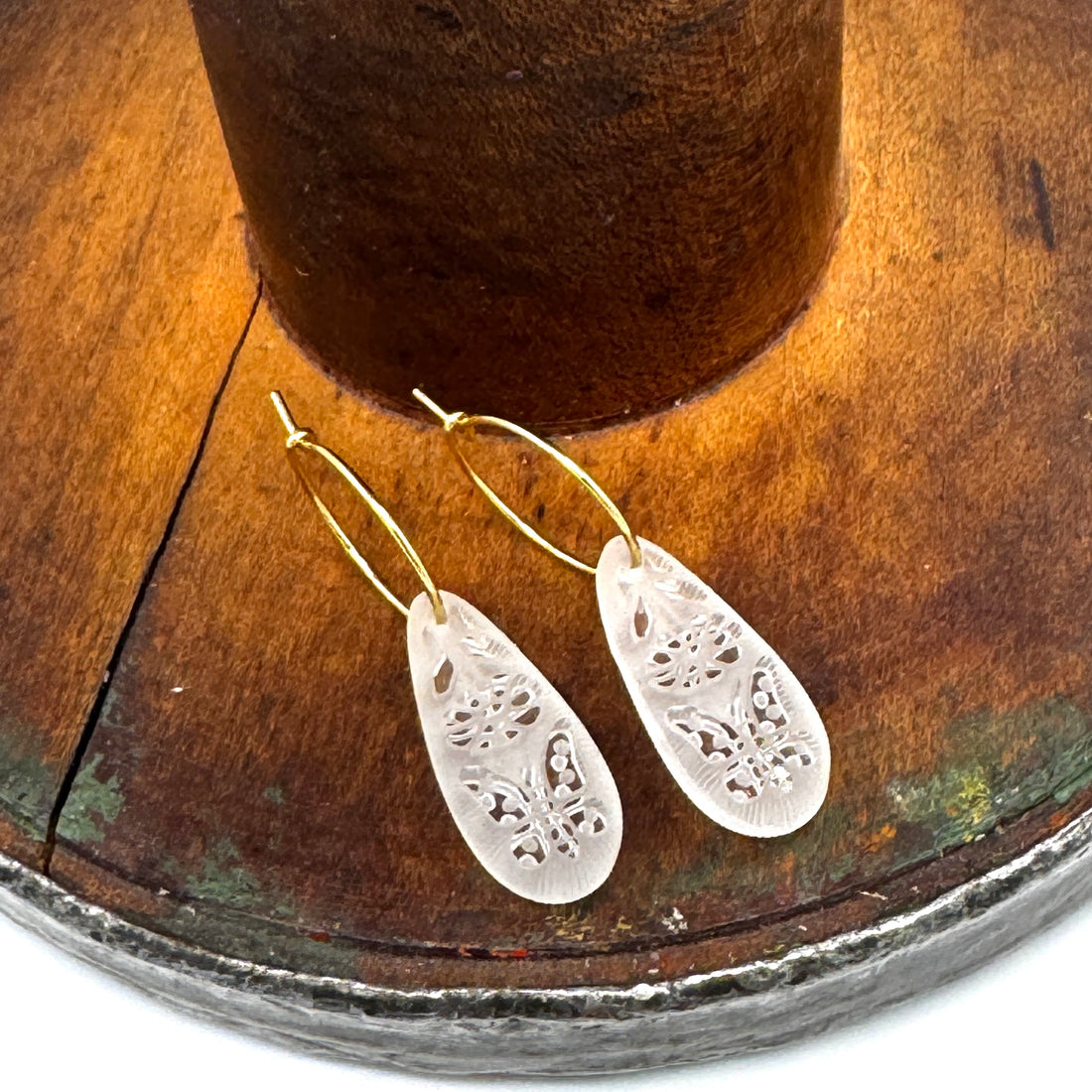 Butterfly Garden Glass Hoops
