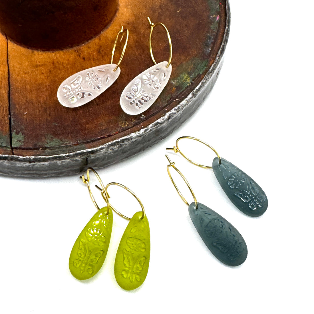 Butterfly Garden Glass Hoops