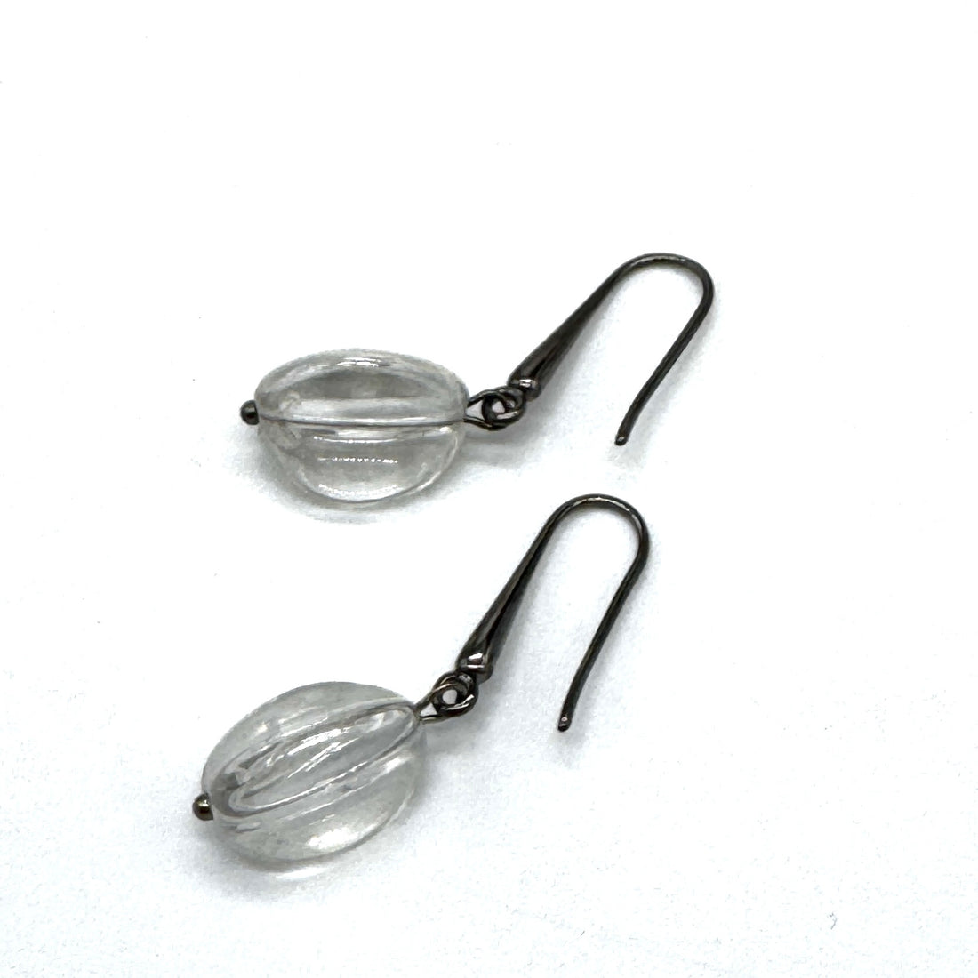 Clear Elongated Melon Glass Earrings