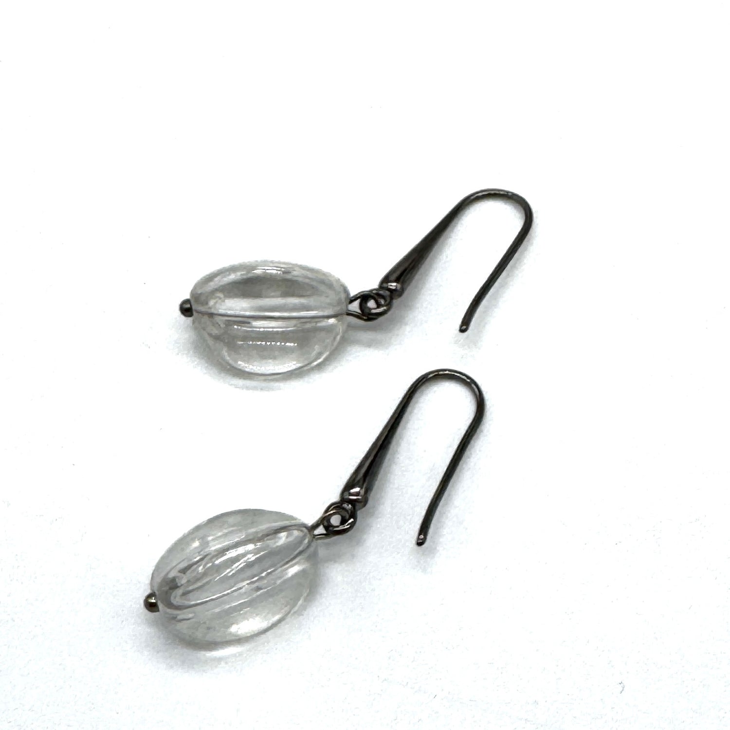 Clear Elongated Melon Glass Earrings