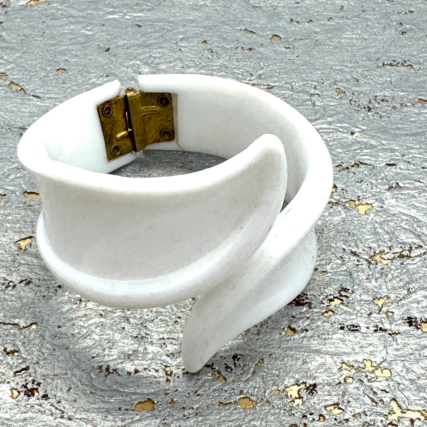 Vintage White Lucite Clamper Bracelet