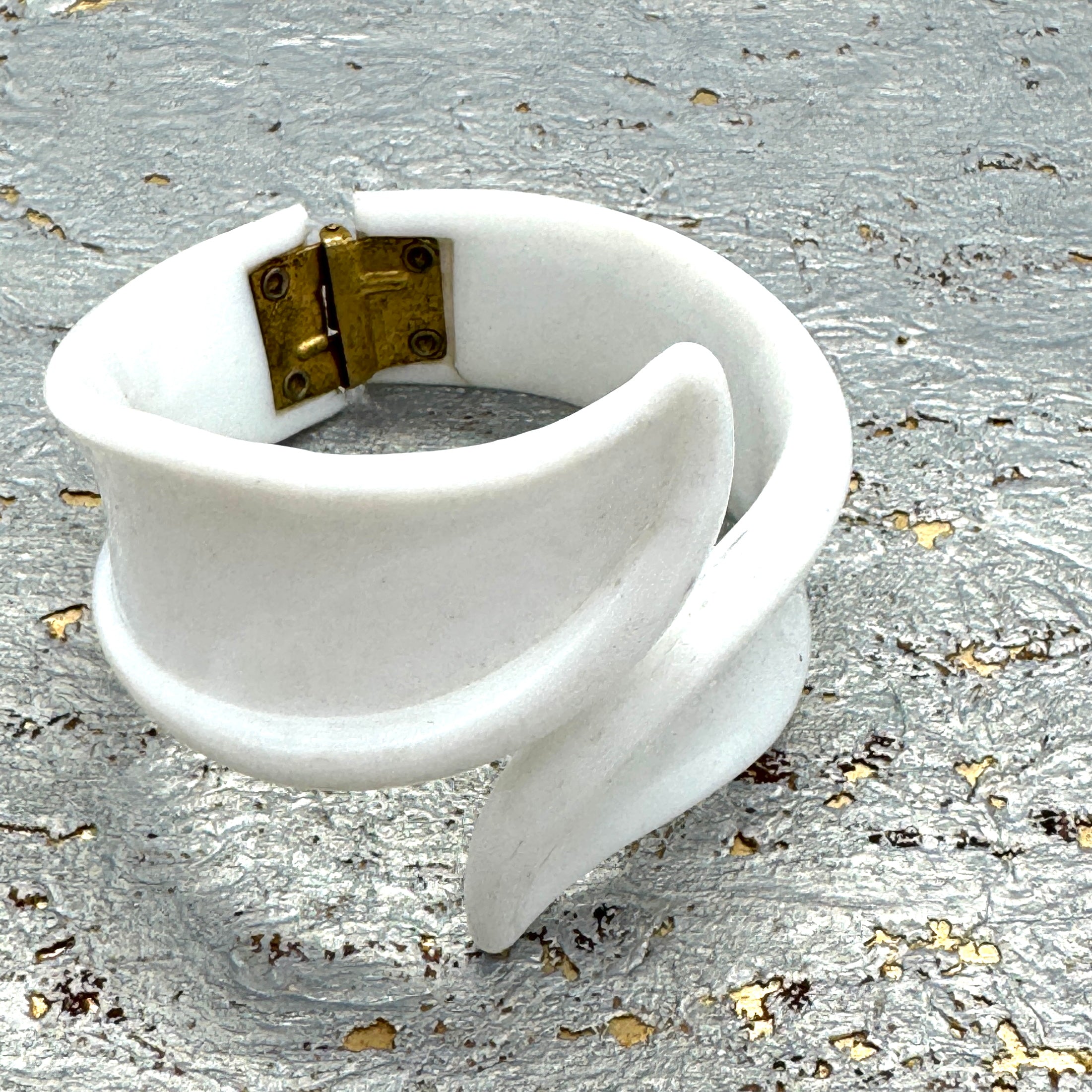 Vintage White Lucite Clamper Bracelet