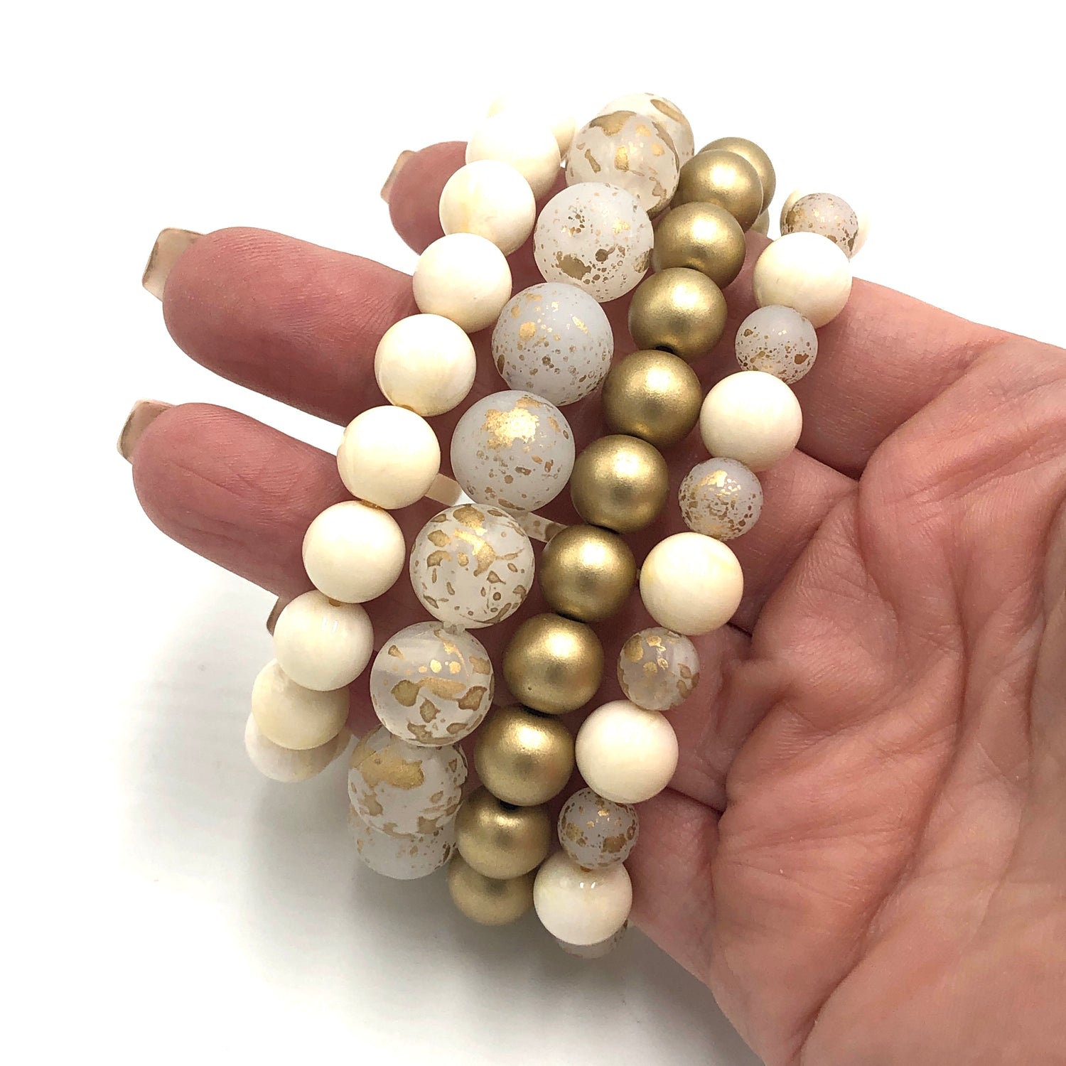 clear, gold and cream beads