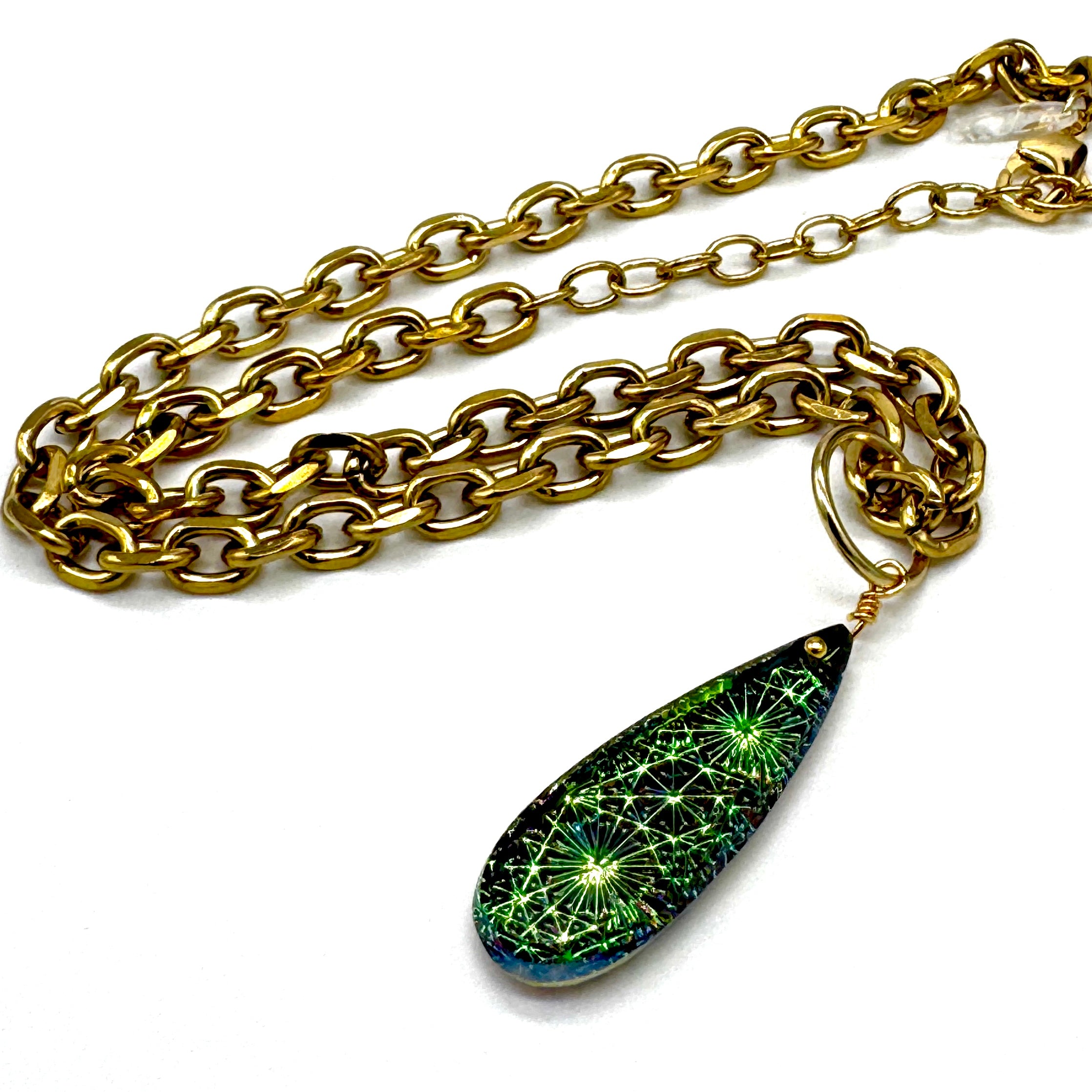 Supernova Long Glass Pendant Necklace
