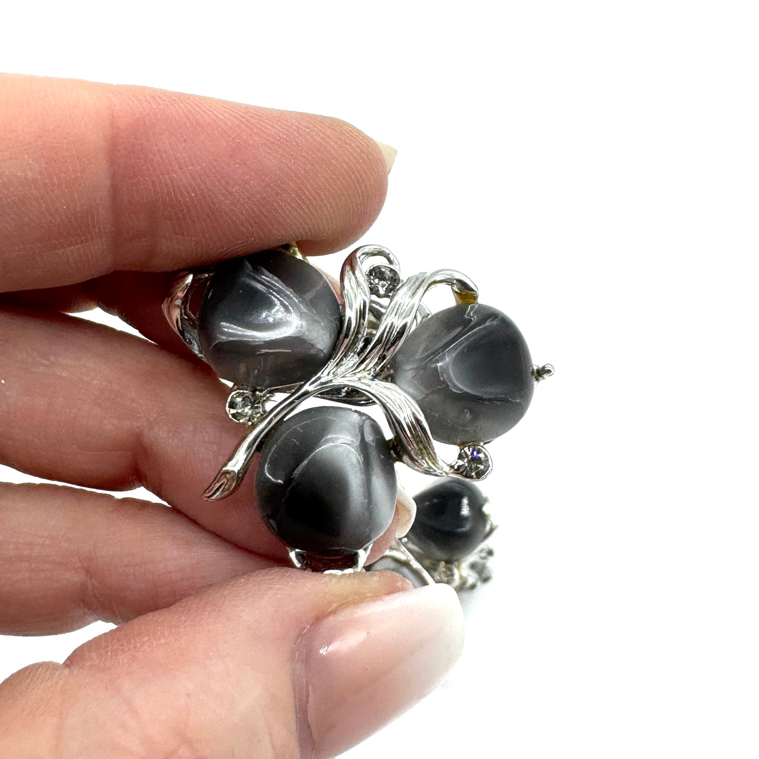 Vintage Grey Aura Glow Clip On Earrings