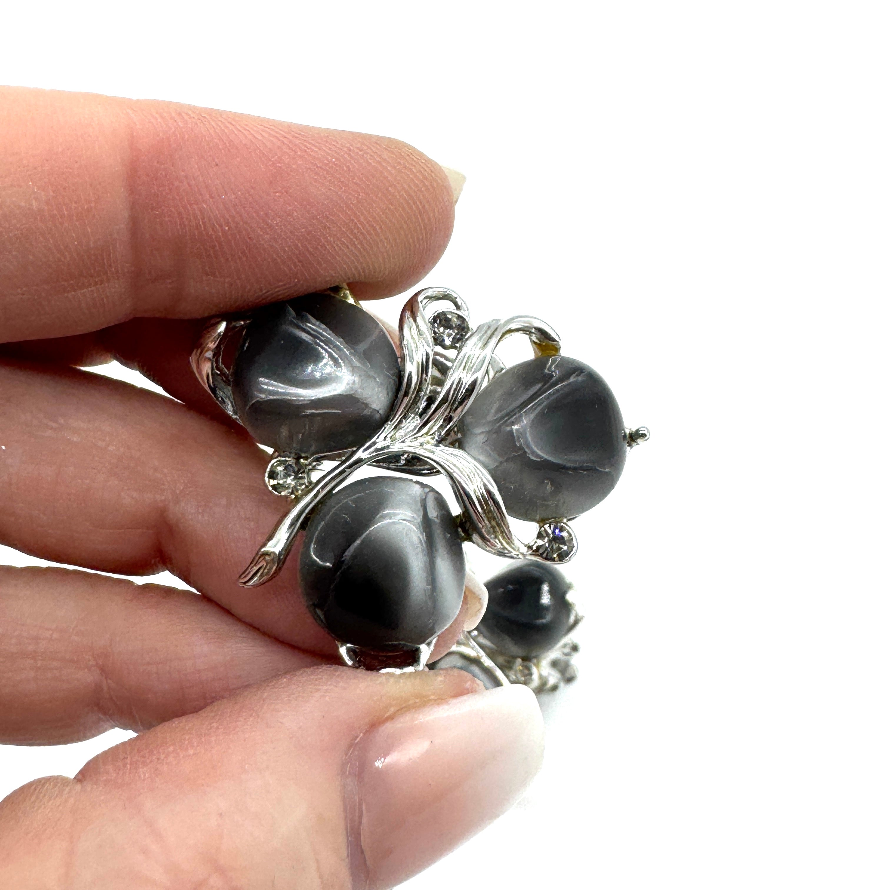 Vintage Grey Aura Glow Clip On Earrings