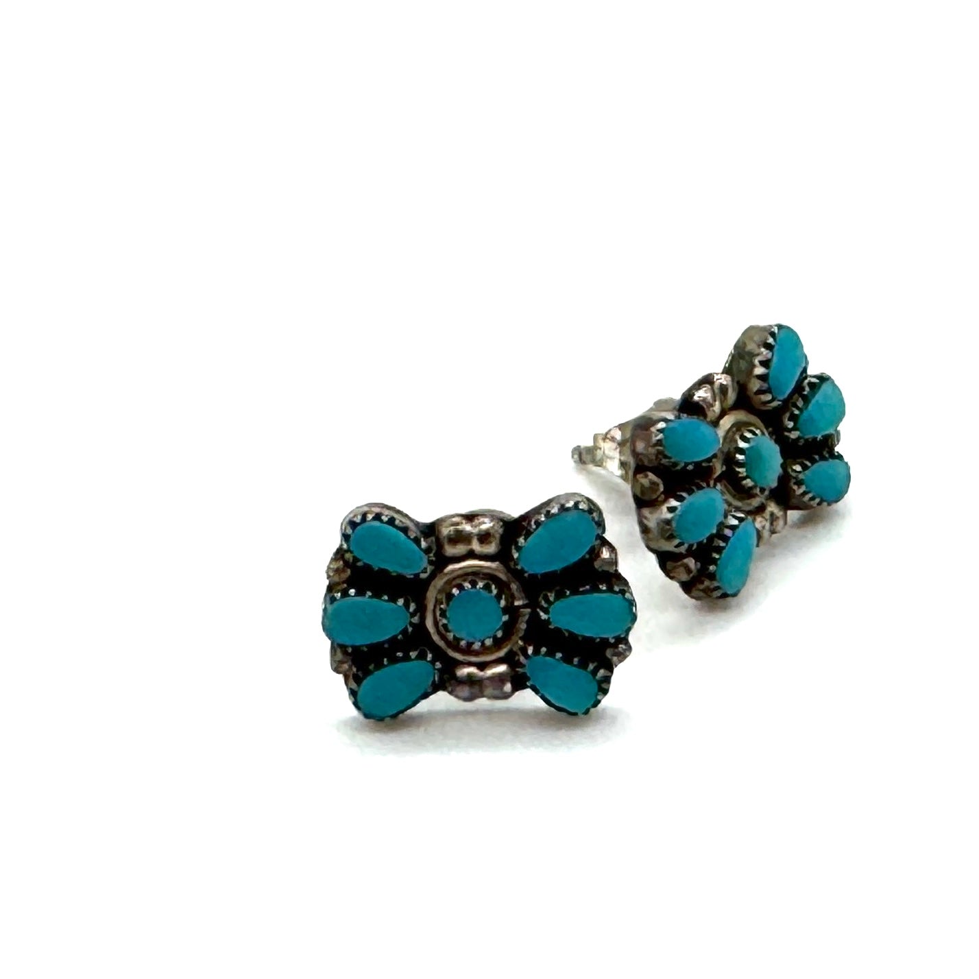 Sterling &amp; Turquoise Fan Stud Earrings