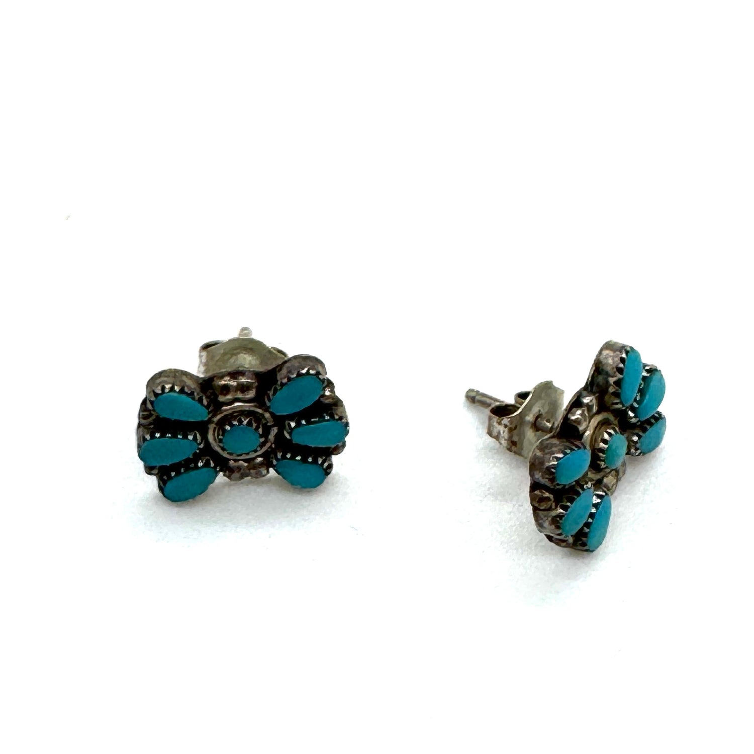 Sterling &amp; Turquoise Fan Stud Earrings