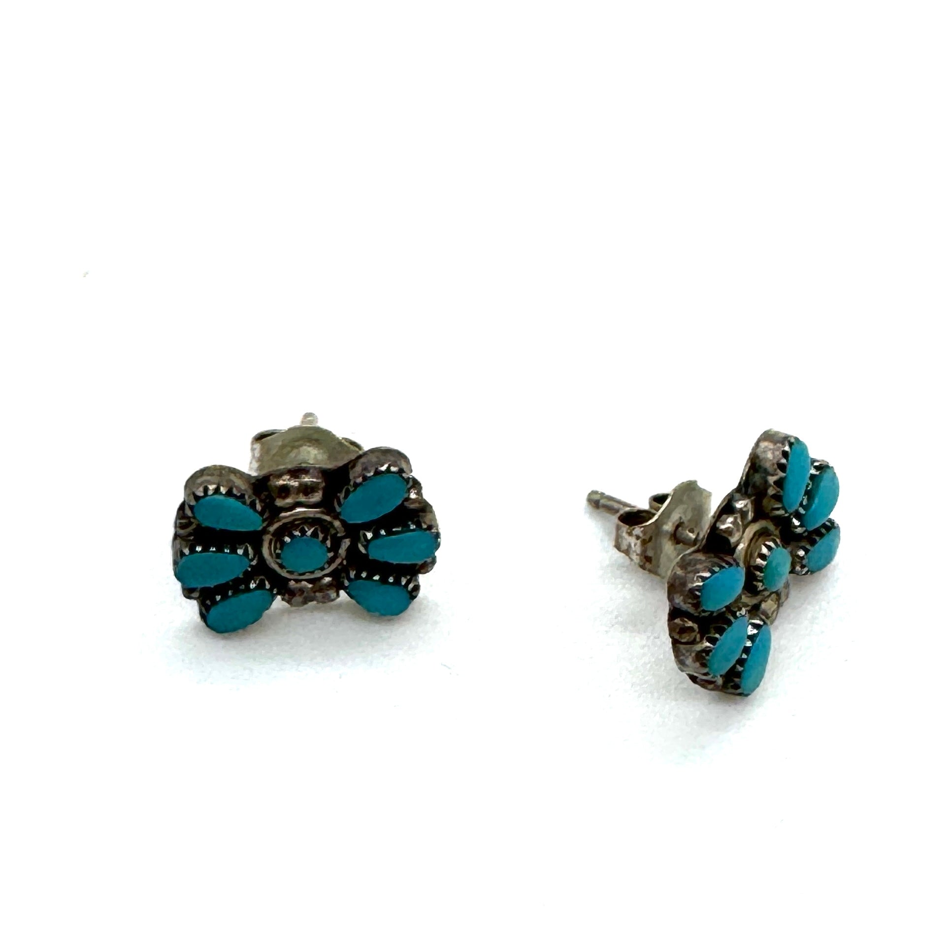 Sterling &amp; Turquoise Fan Stud Earrings