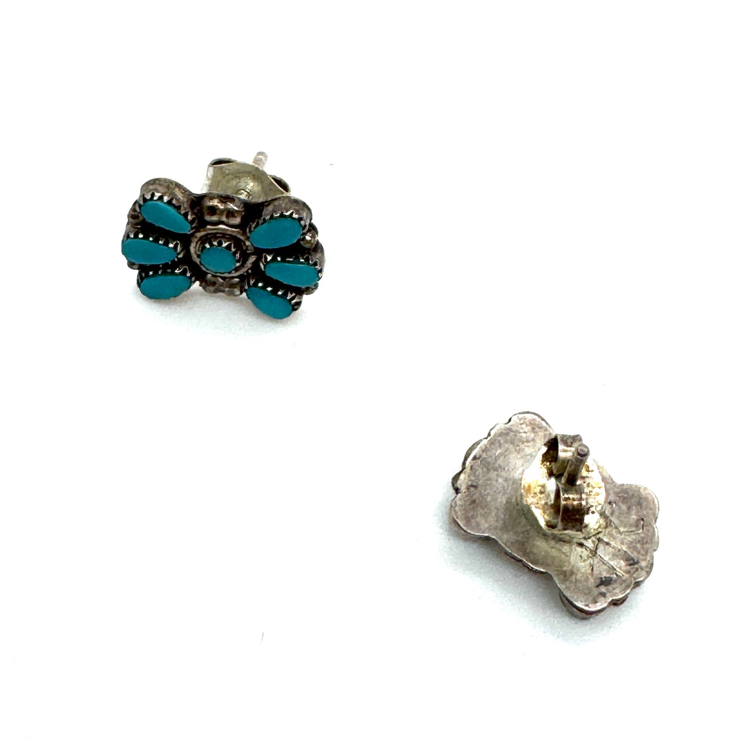 Sterling &amp; Turquoise Fan Stud Earrings