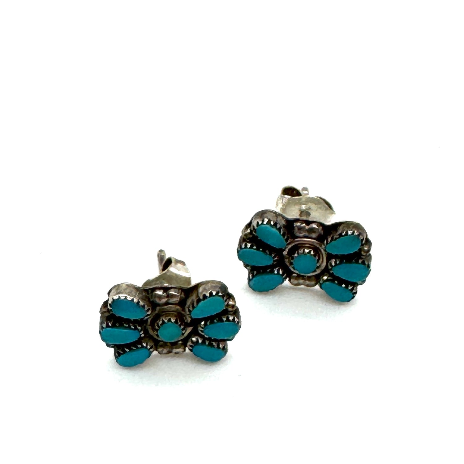 Sterling &amp; Turquoise Fan Stud Earrings