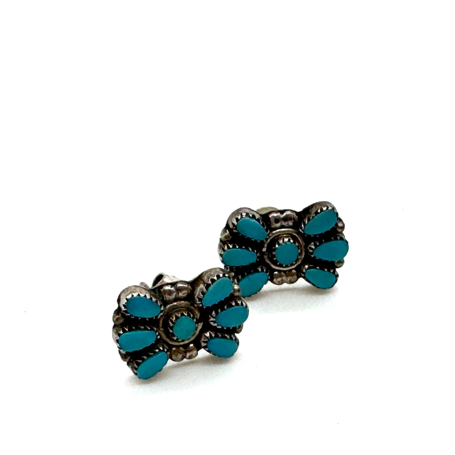 Sterling &amp; Turquoise Fan Stud Earrings
