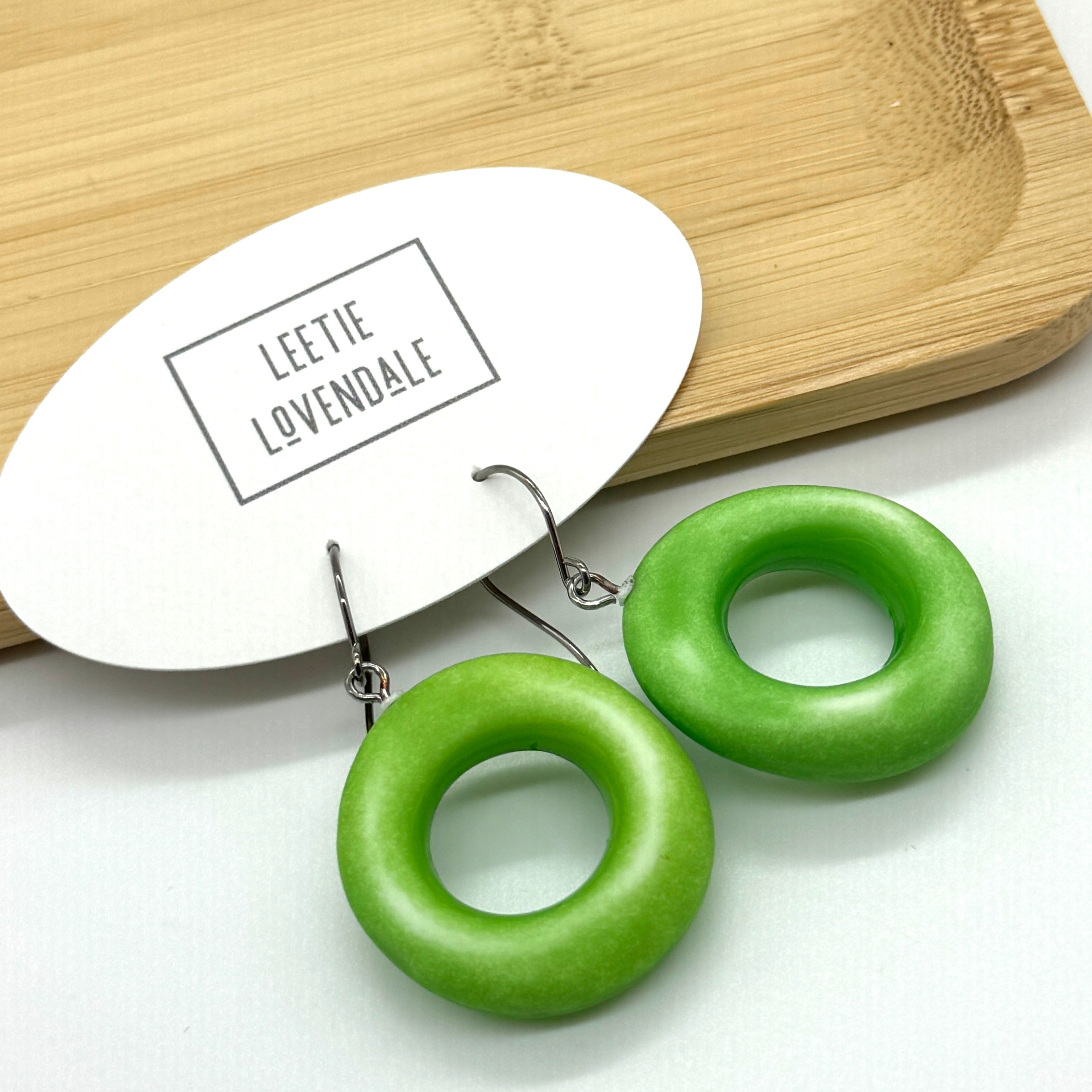 Lime Green Matte Donut Earrings - Unboxing 