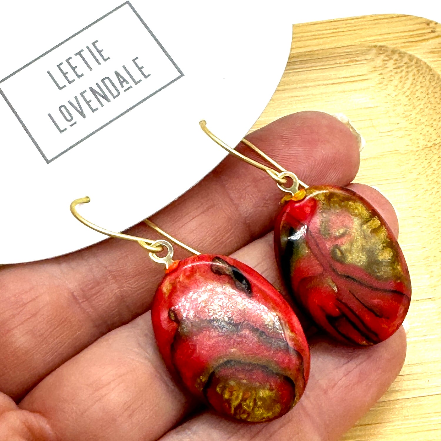 Red Marbled Drop Earrings - Unboxing 