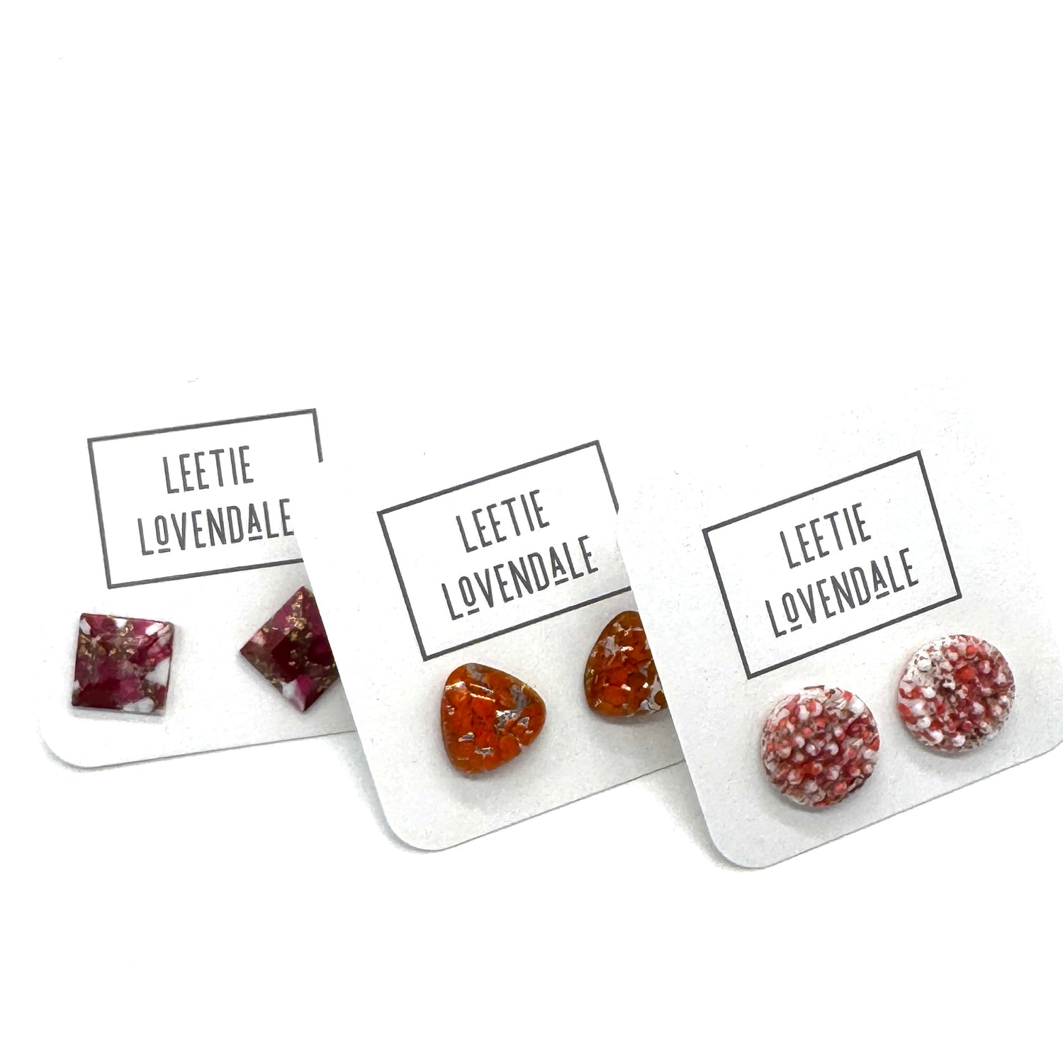 Coral Confetti Glass Stud Earrings