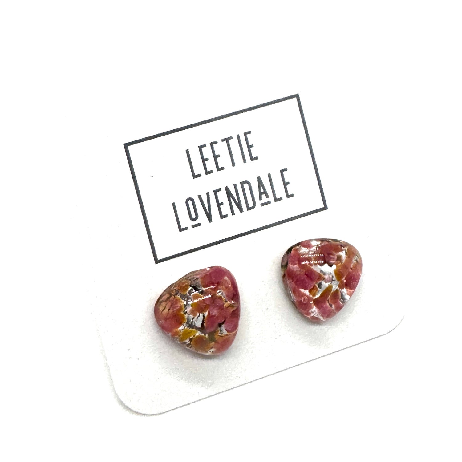 Rose Pink Foil Triad Stud Earrings *