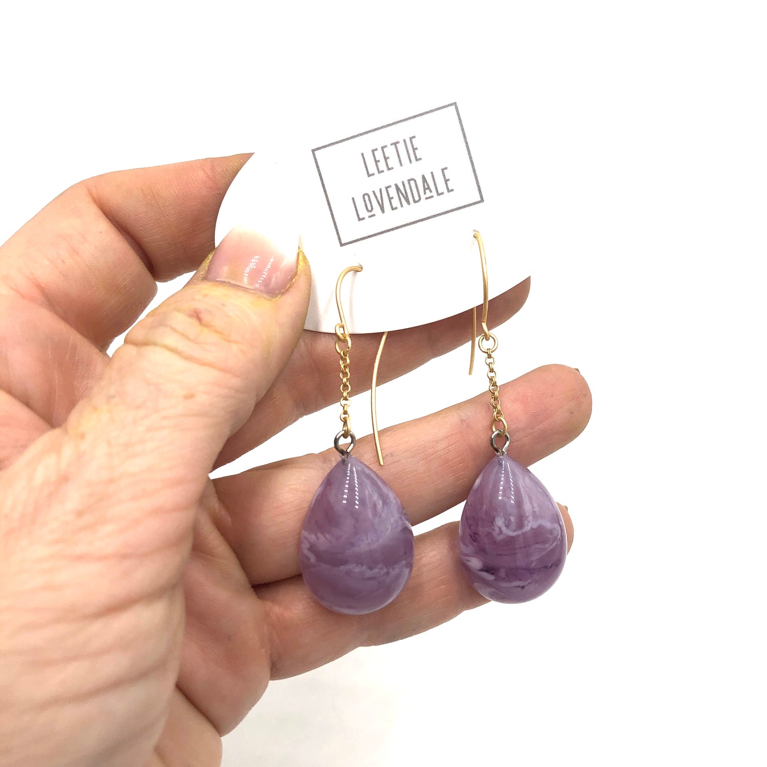 Lilac Pear Chain Earrings