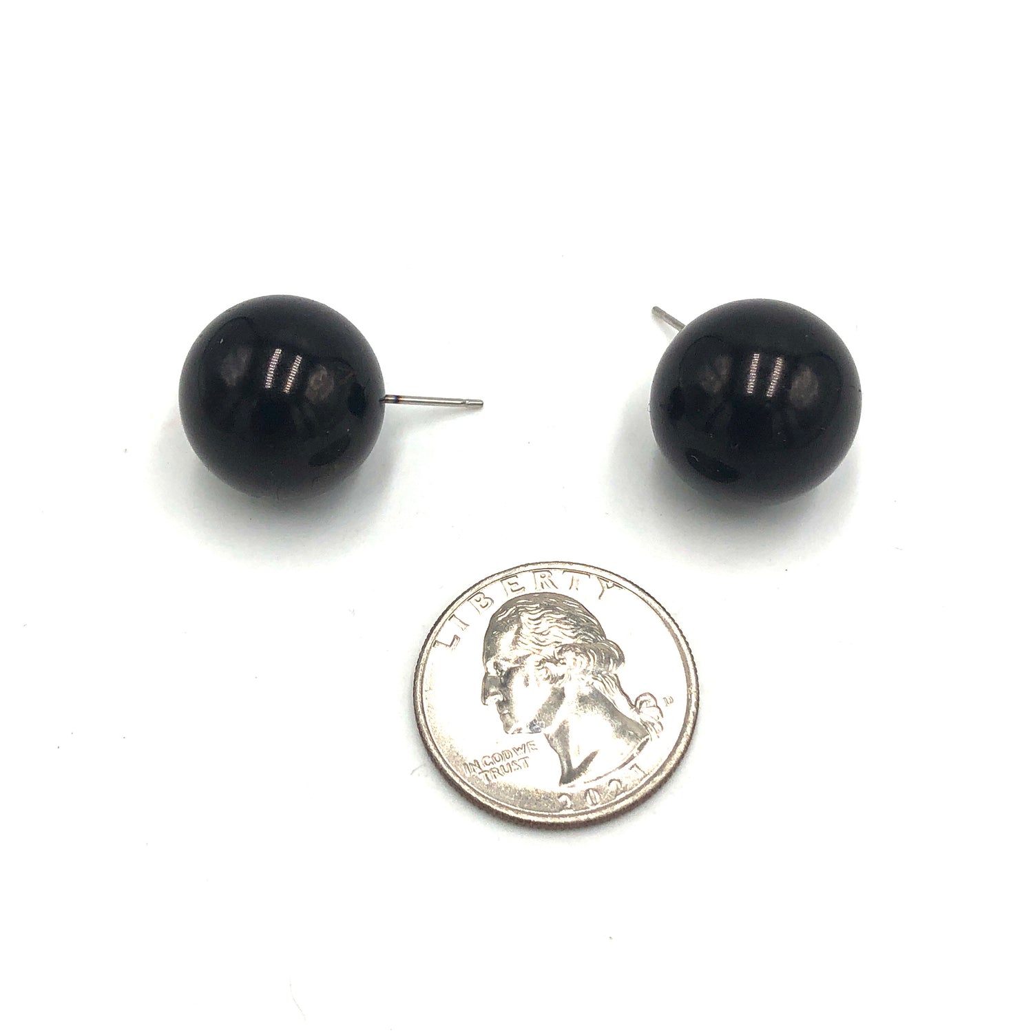 black ball earrings quarter