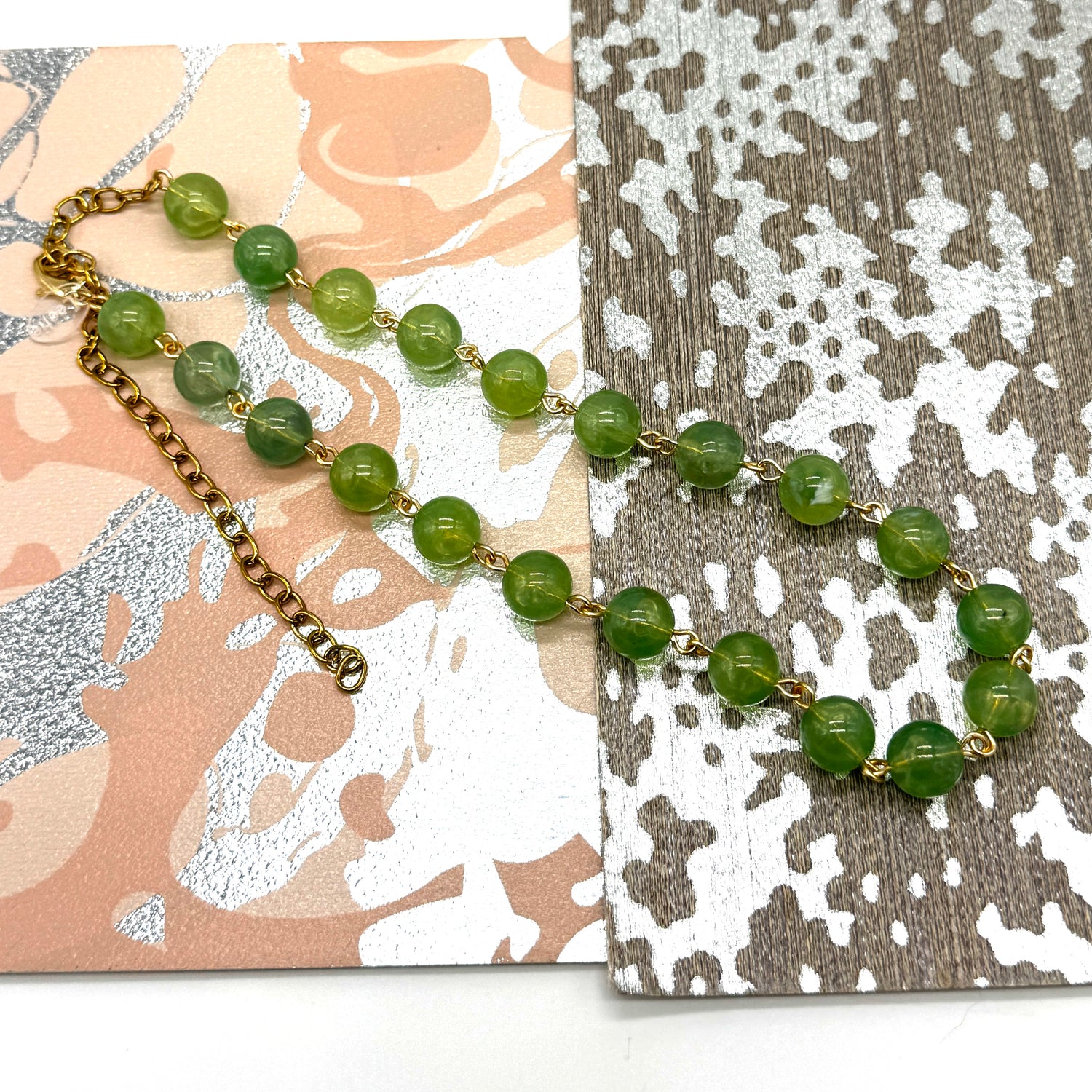 Sage Green Marbled Amelia Necklace