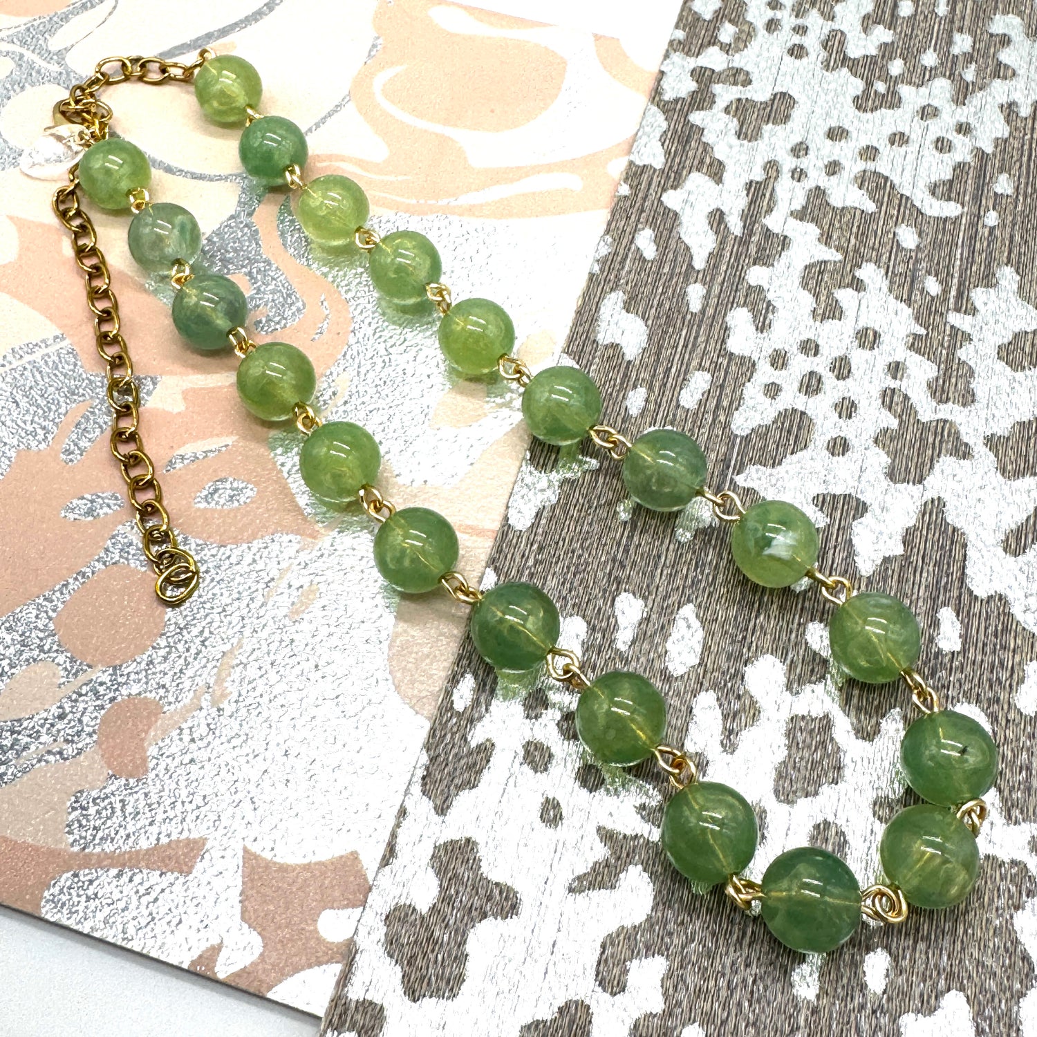 Sage Green Marbled Amelia Necklace