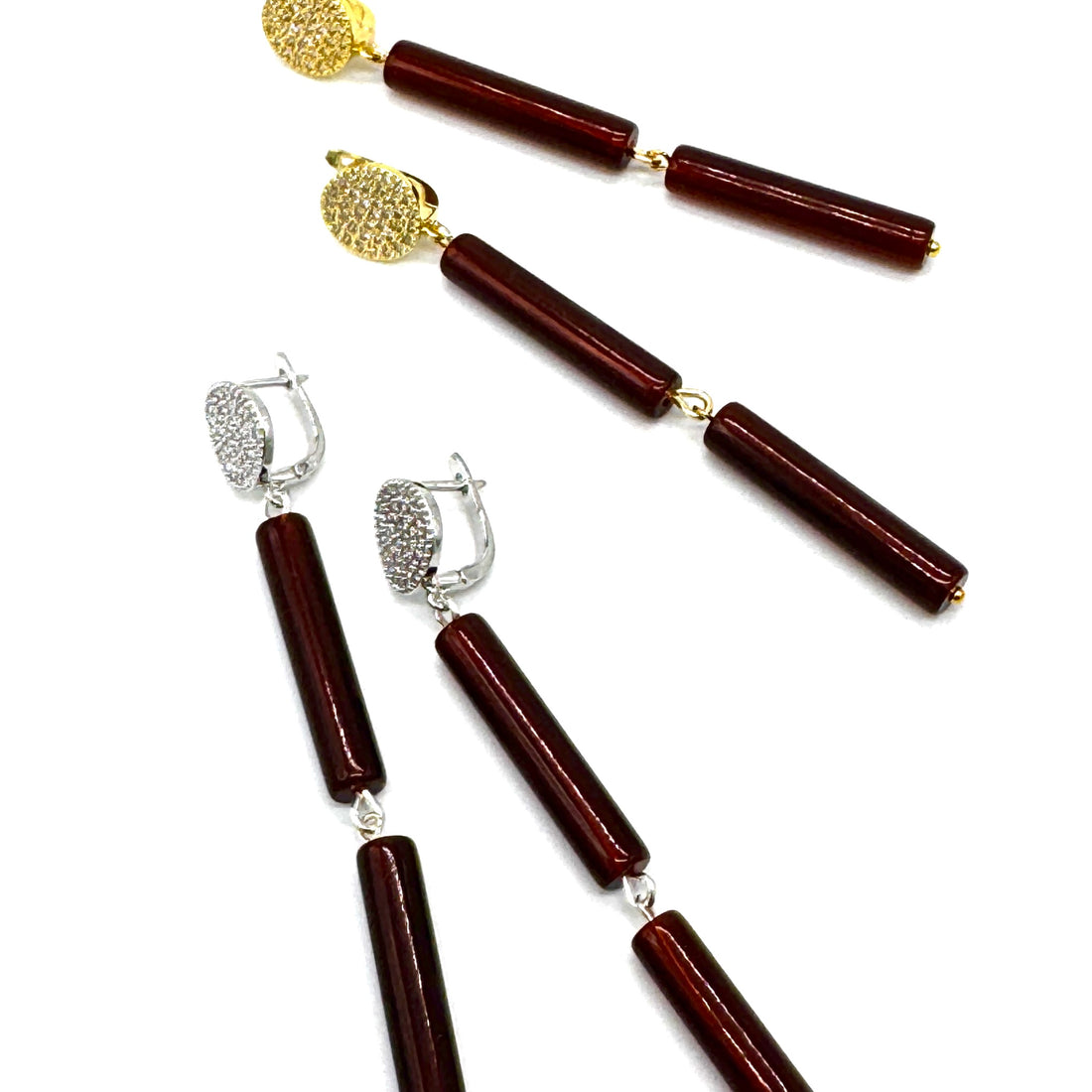 Tortoise Column Pavé Earrings