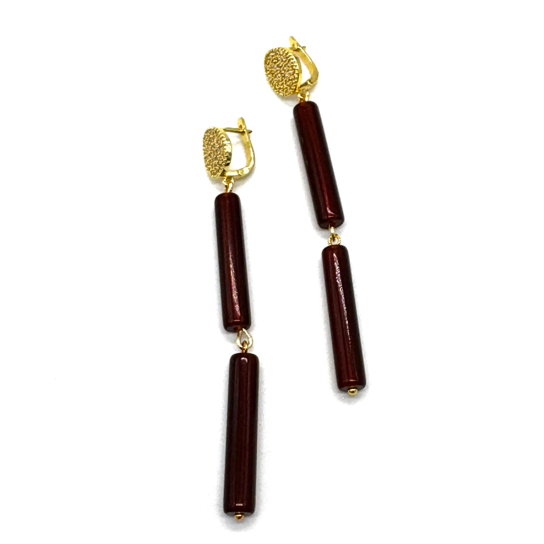 Tortoise Column Pavé Earrings