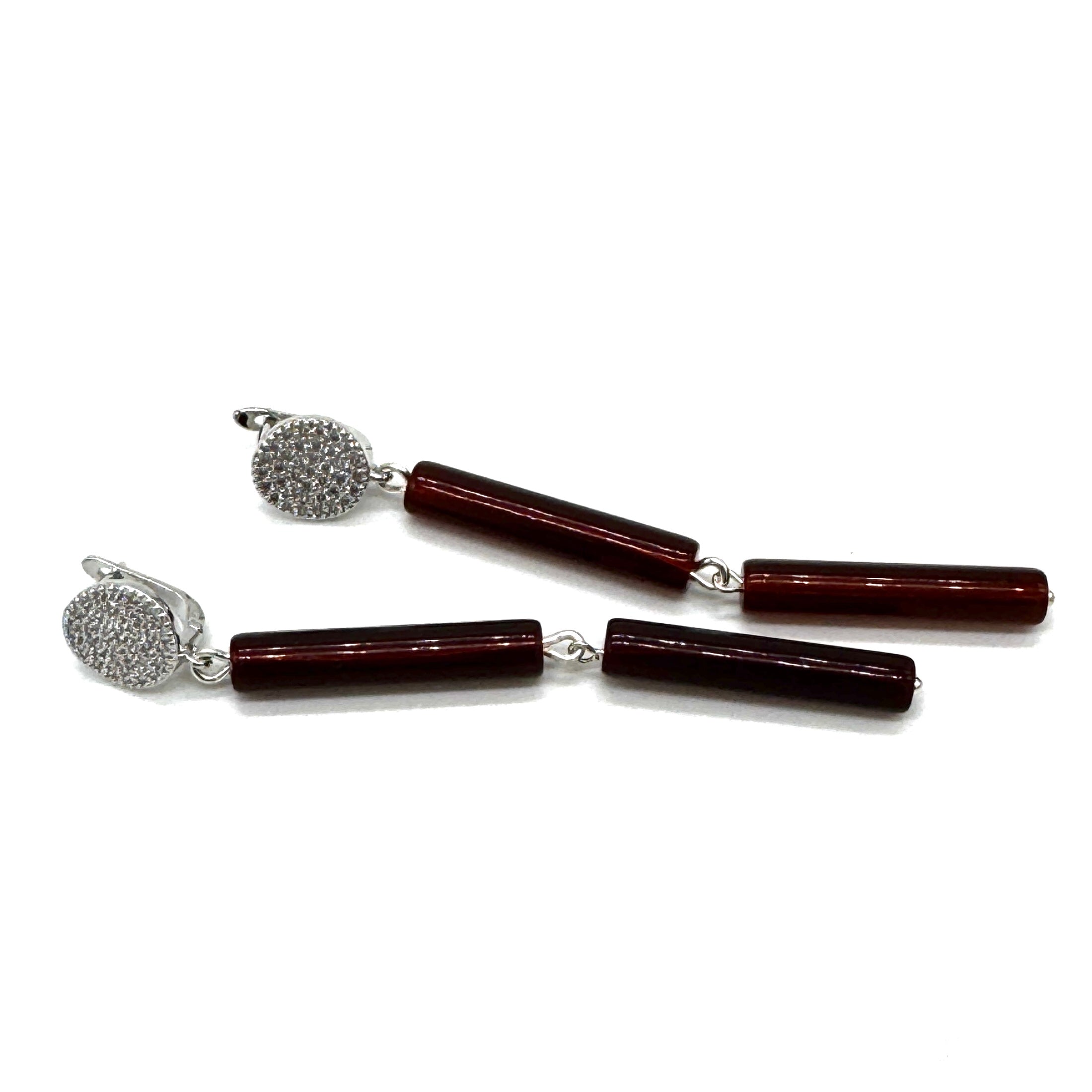 Tortoise Column Pavé Earrings