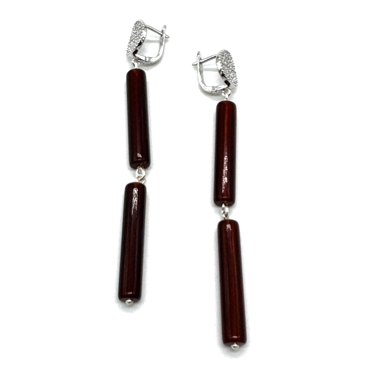 Tortoise Column Pavé Earrings