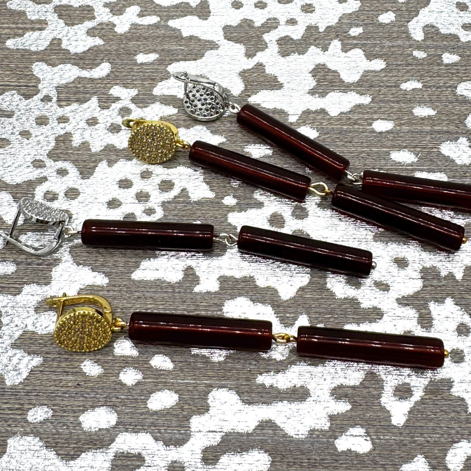 Tortoise Column Pavé Earrings