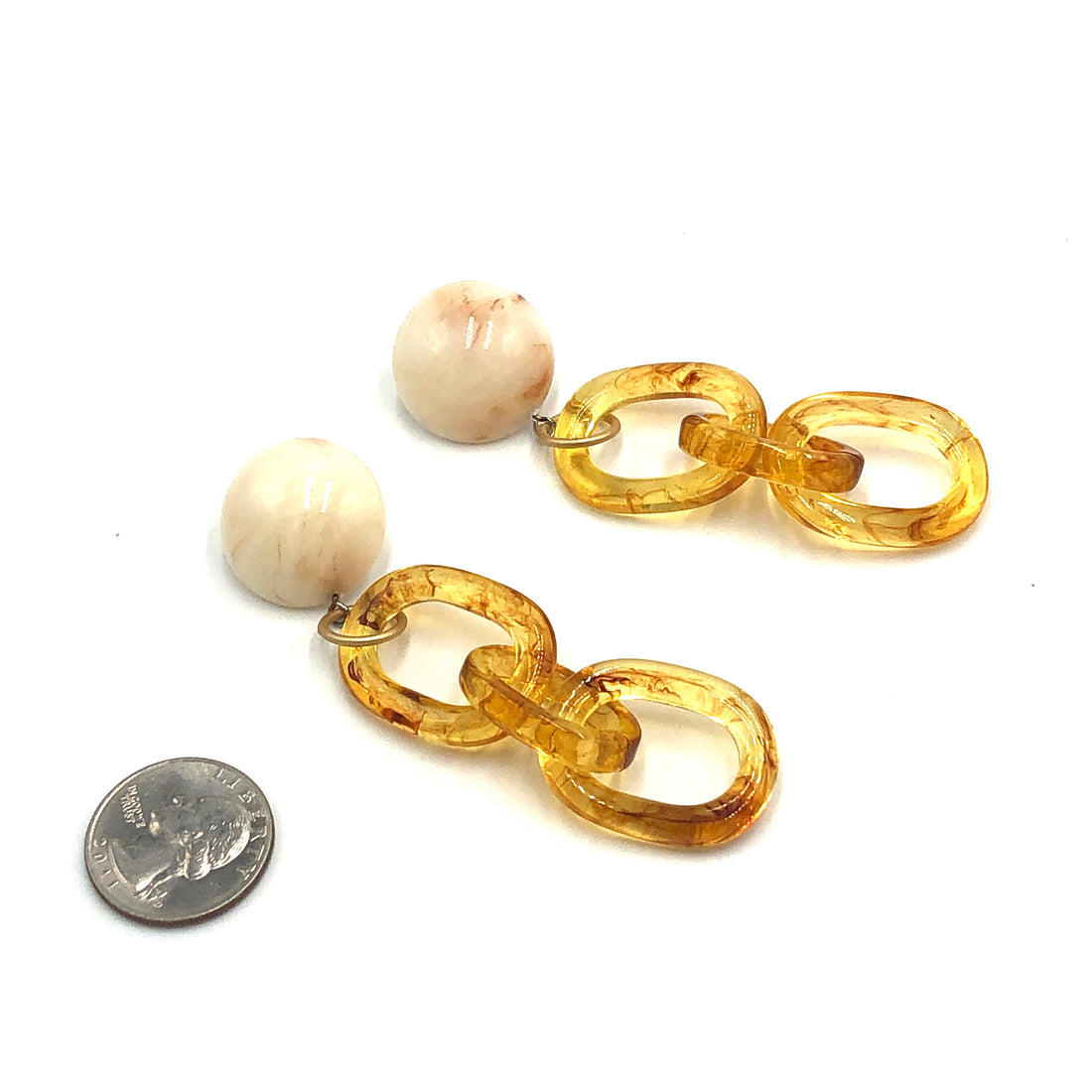 Beige &amp; Honey Chain Earrings